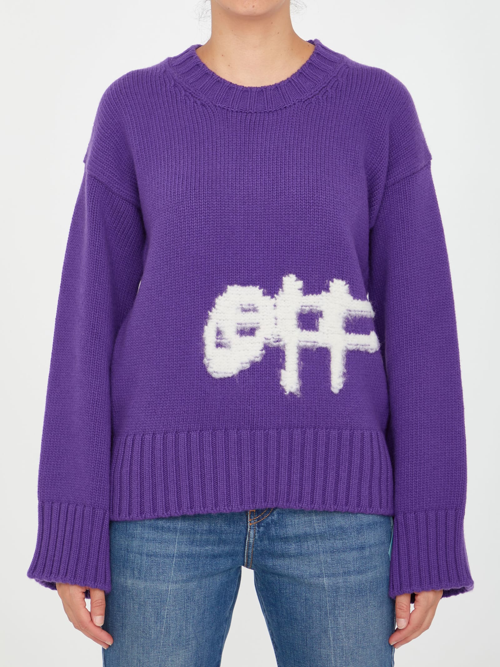 Off-White Purple Sweater With Logo