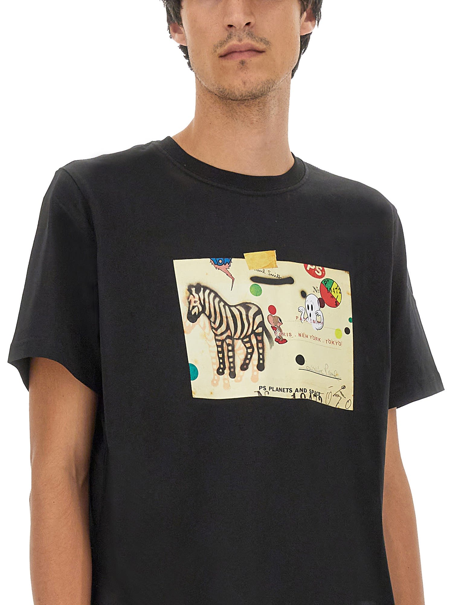 Shop Ps By Paul Smith Zebra Card T-shirt In Nero