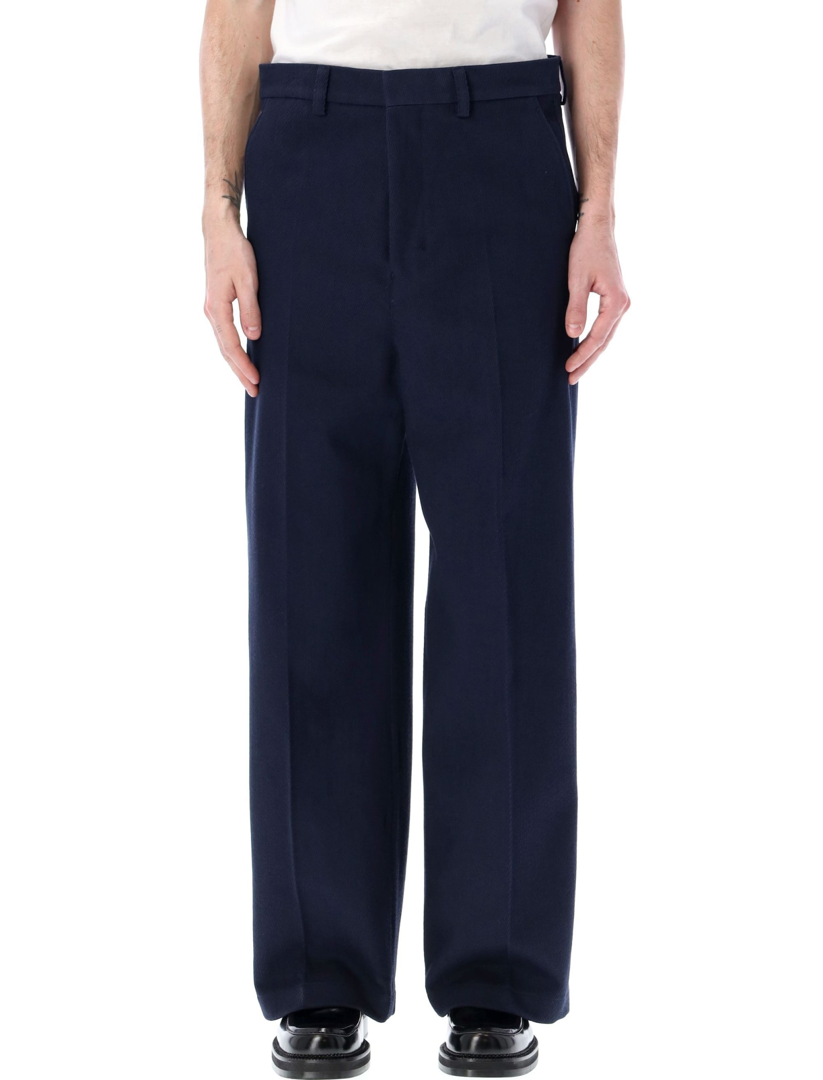 AMI Grey Basket Weave Trousers E18T200.209 | US Stockists