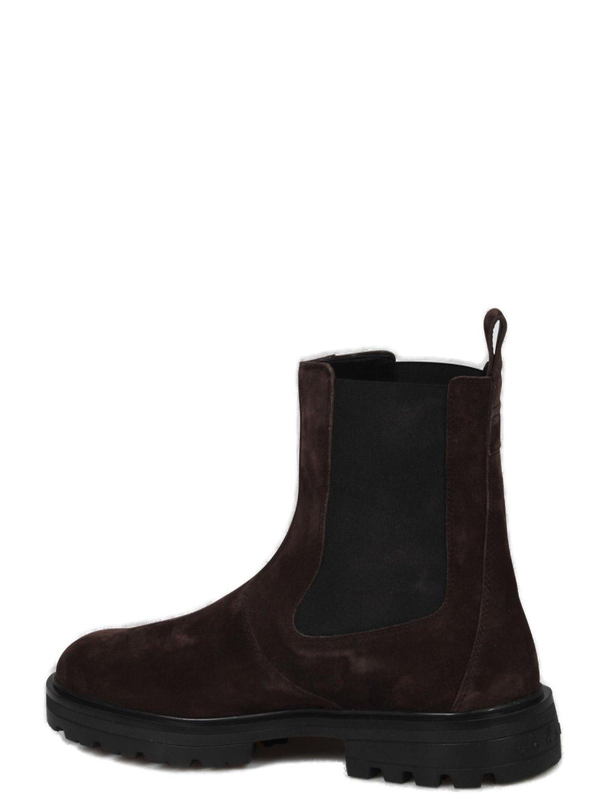 Shop Hogan H673 Round-toe Chelsea Boots In Brown