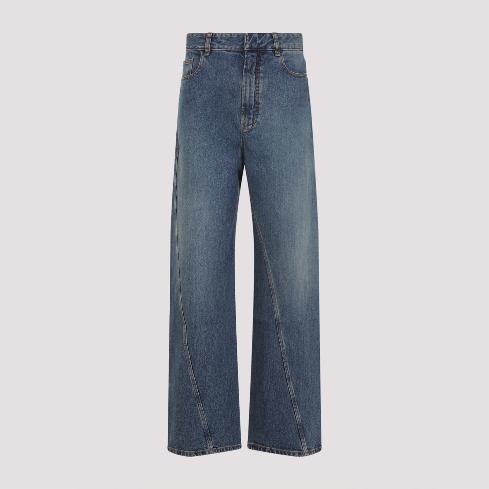 Alaïa Twisted Stitch Wide-leg Jeans In Blue