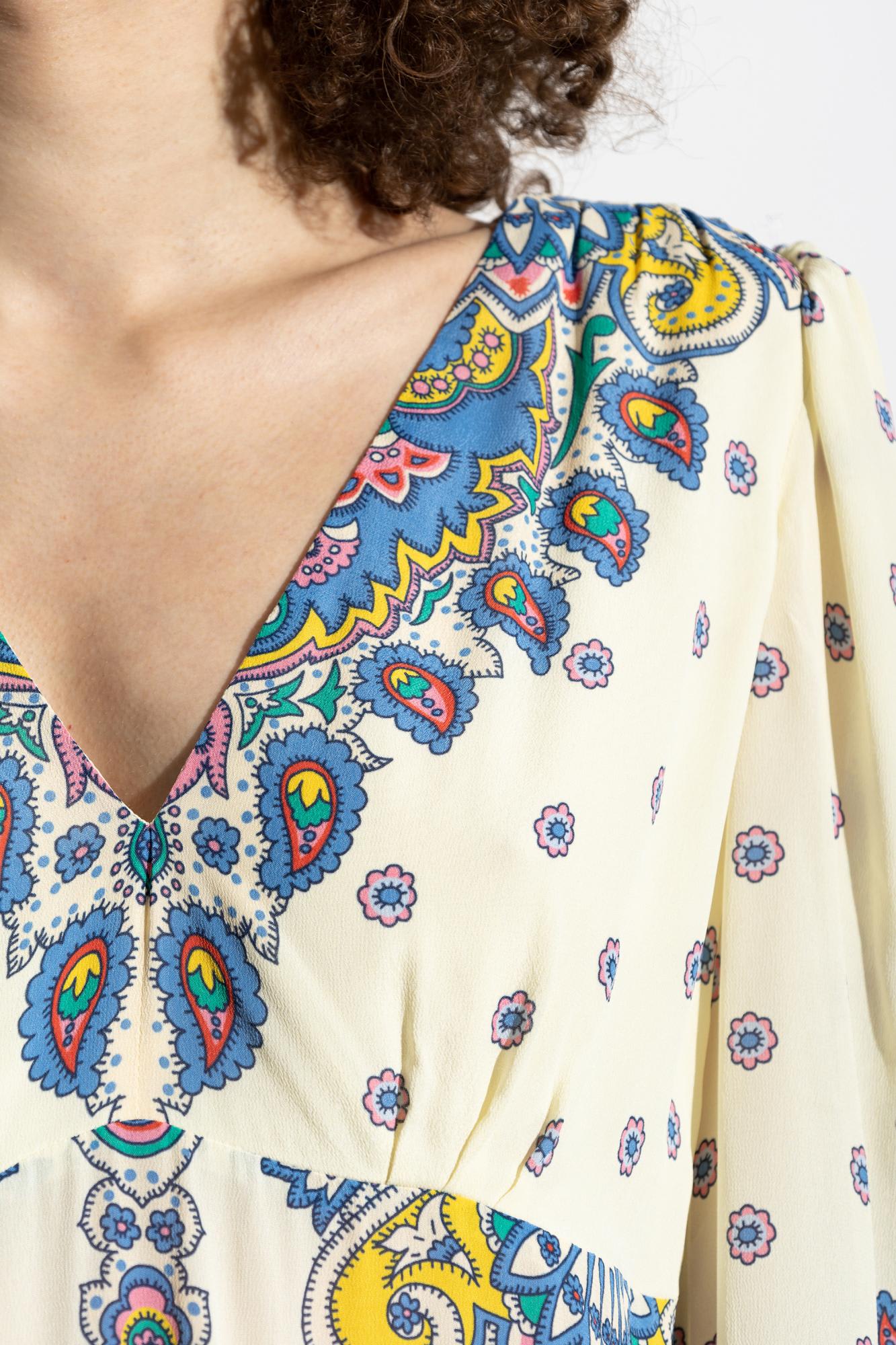 Etro Paisley Print V-neck Midi Dress In Multicolor