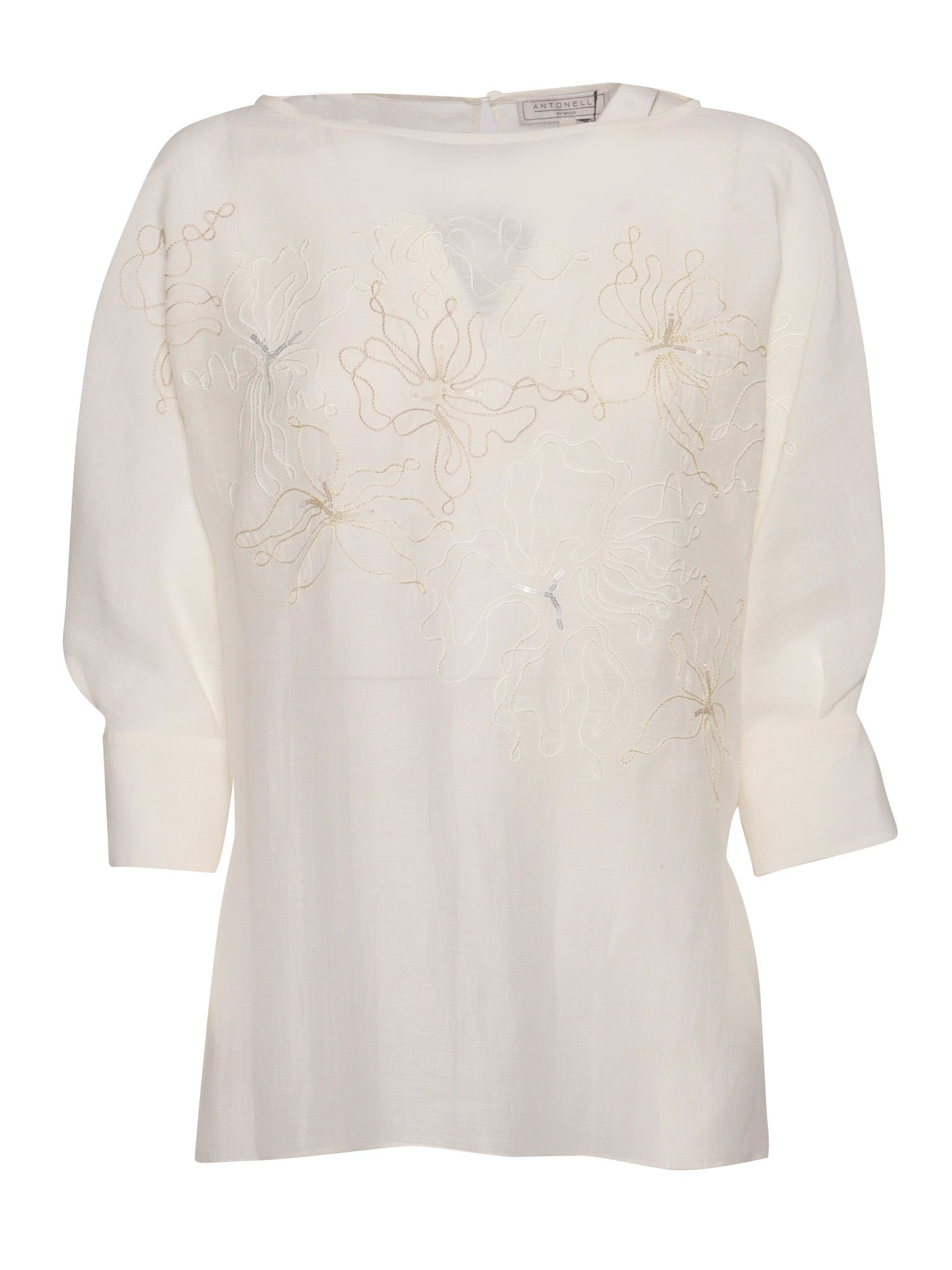 Antonelli Embroidered Pattern Blouse In Neutral