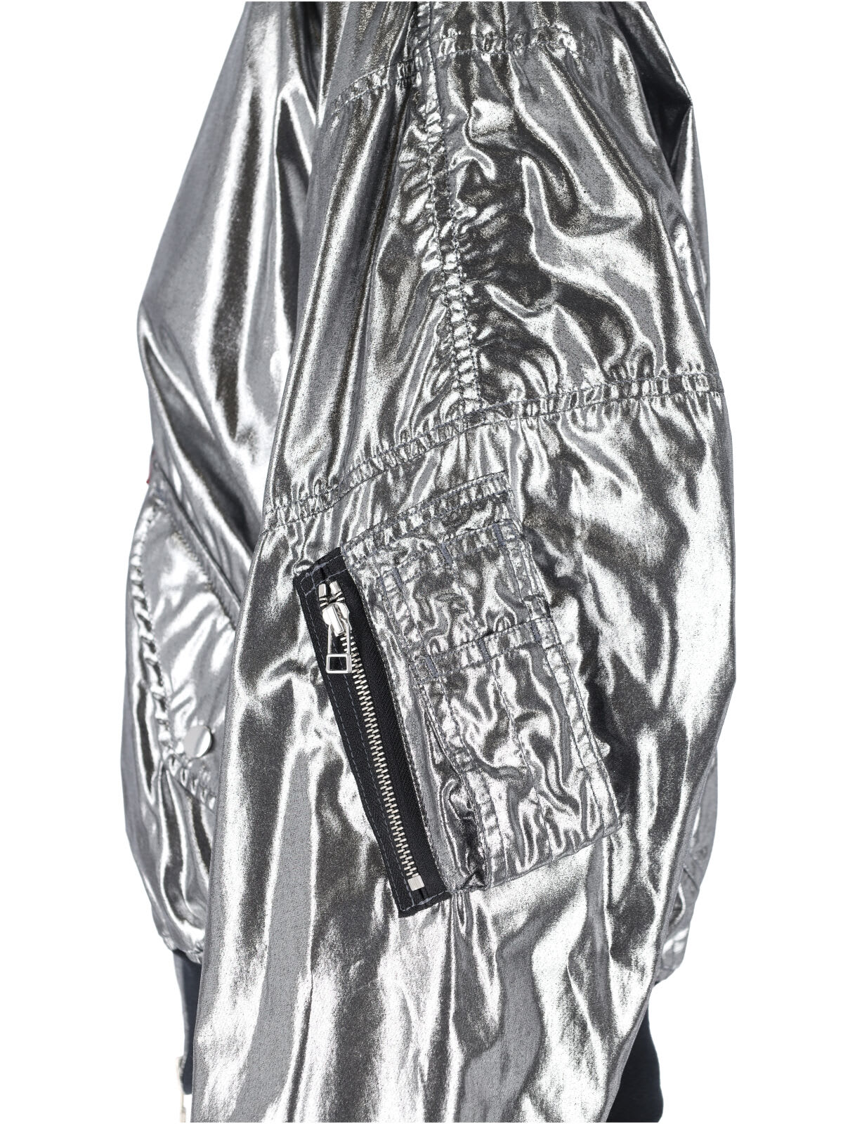 Junya Watanabe Metallic Zip-front Bomber Jacket In Silver