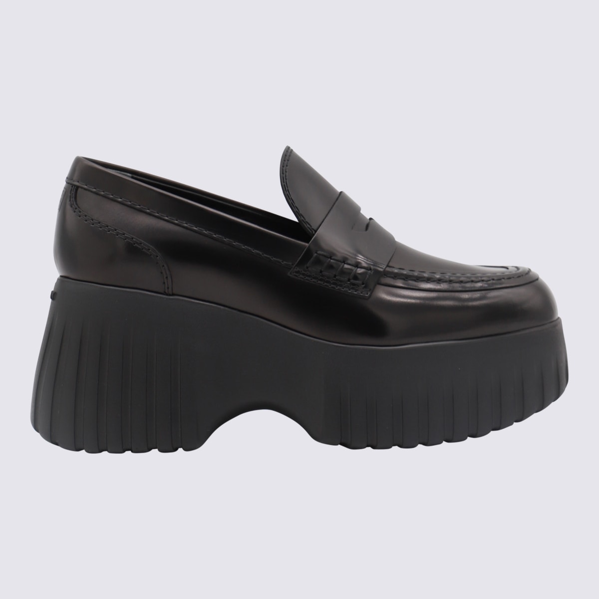 Shop Hogan Black Leather Loafers