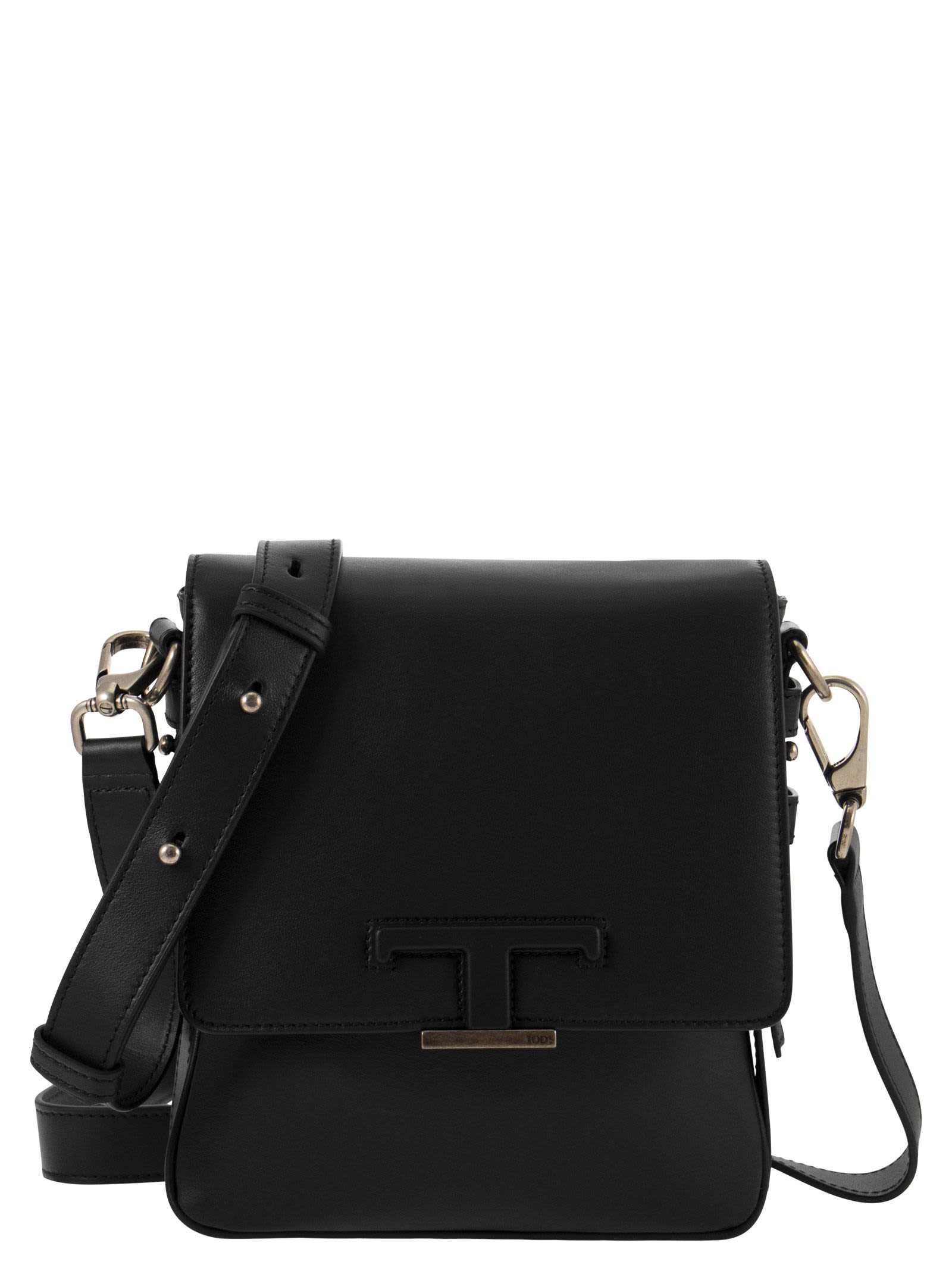 Tod's T Timeless - Mini Leather Shoulder Strap In Black