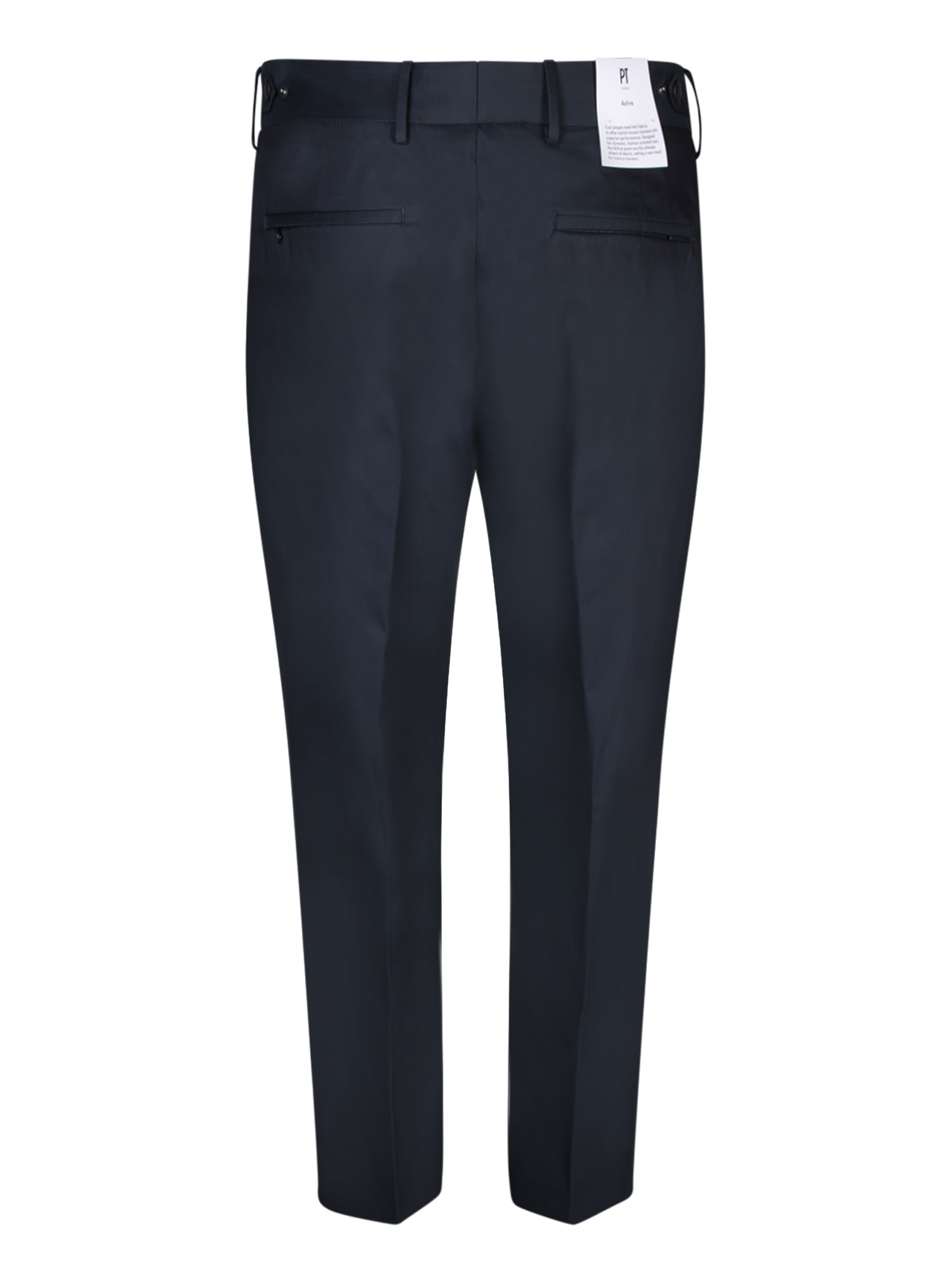 Pt Torino Grey Cotton Trousers In Blue