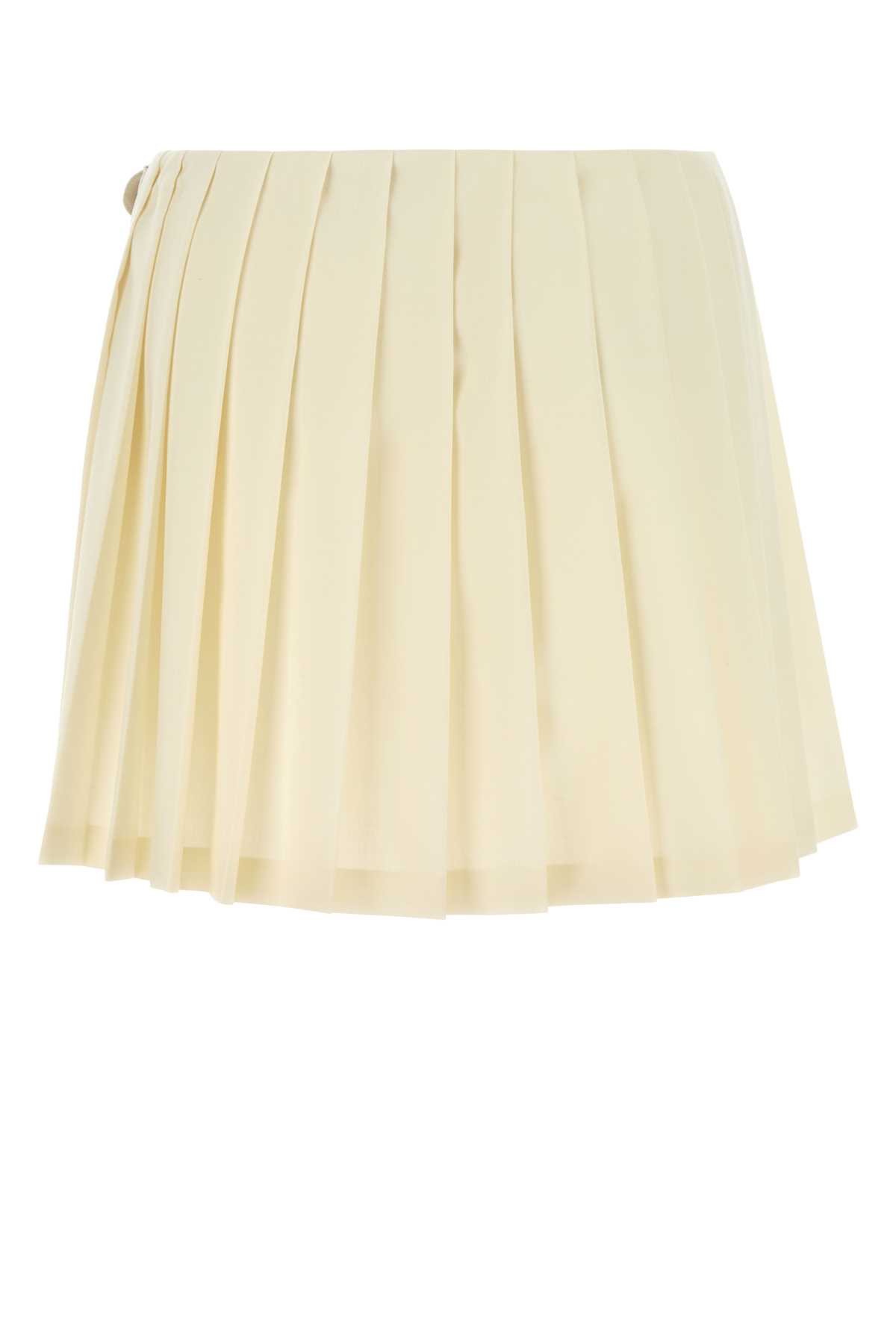 Miu Miu Pleated Mohair Fabric Mini-skirt In Naturale