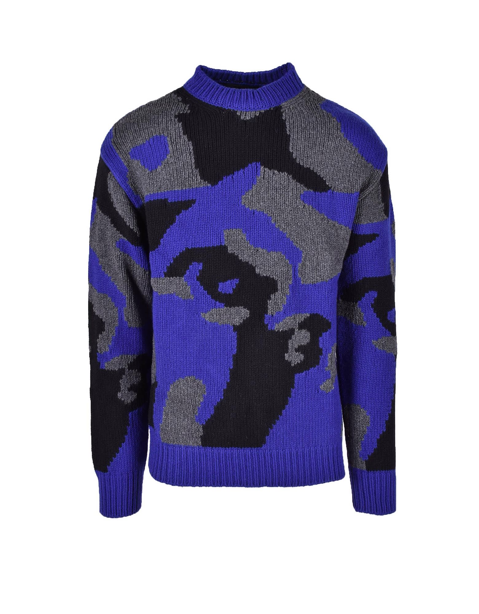 Les Hommes Mens Blue / Gray Sweater