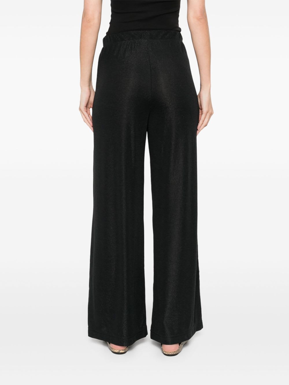 Emporio Armani Lurex Jersey Wide Pants In Black