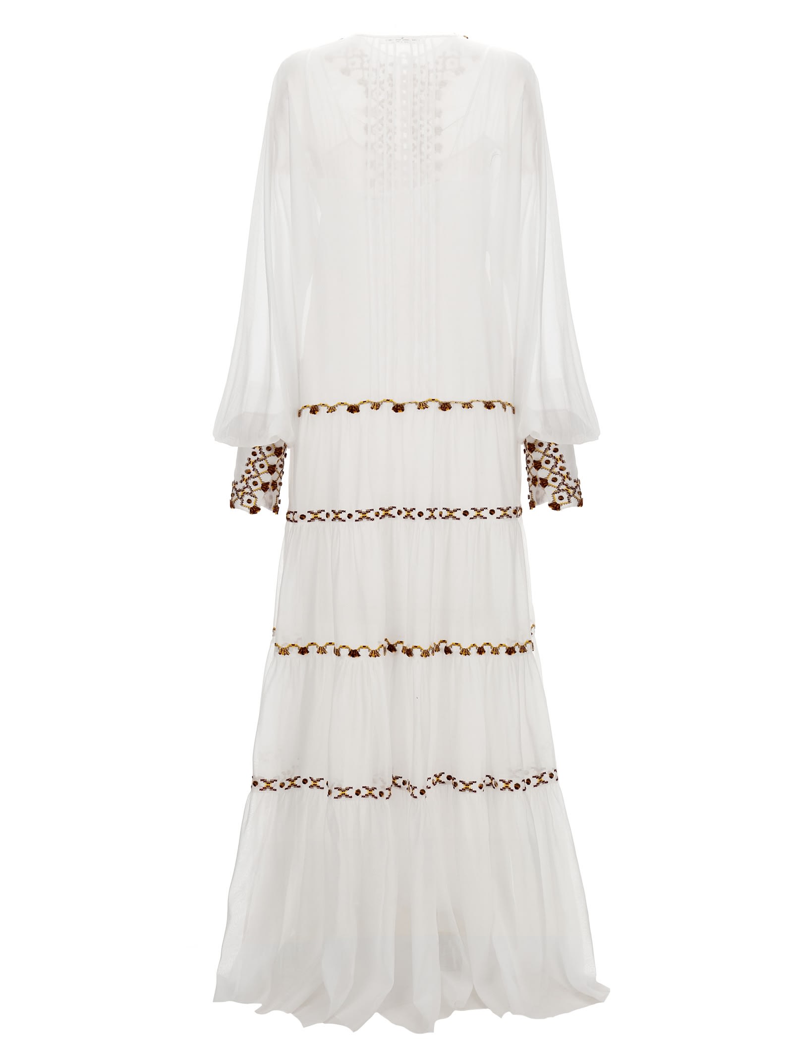 Shop Ermanno Scervino Embroidery Kaftan Dress In White