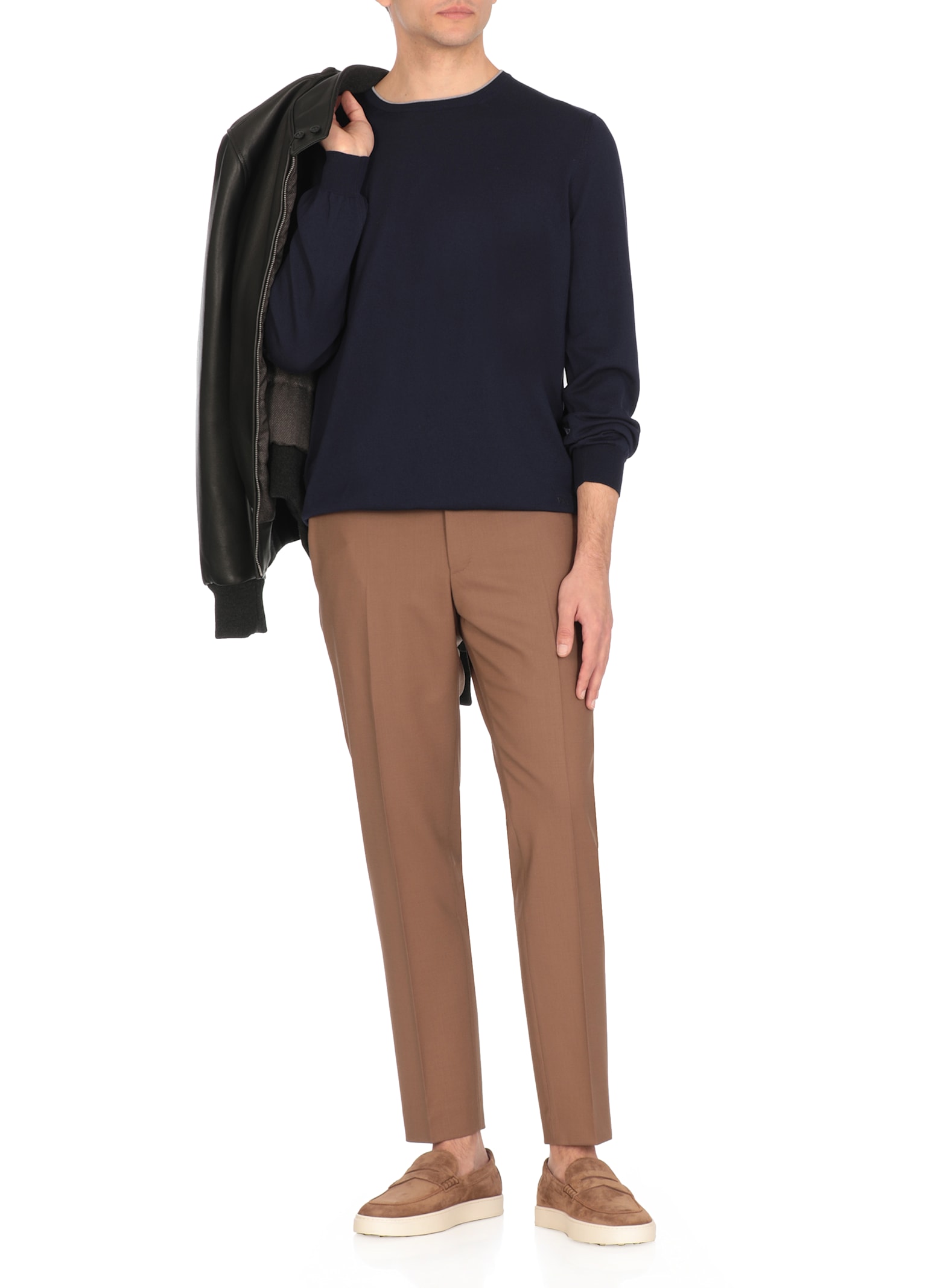 Fay Round Neck Pullover Sweater In Blue