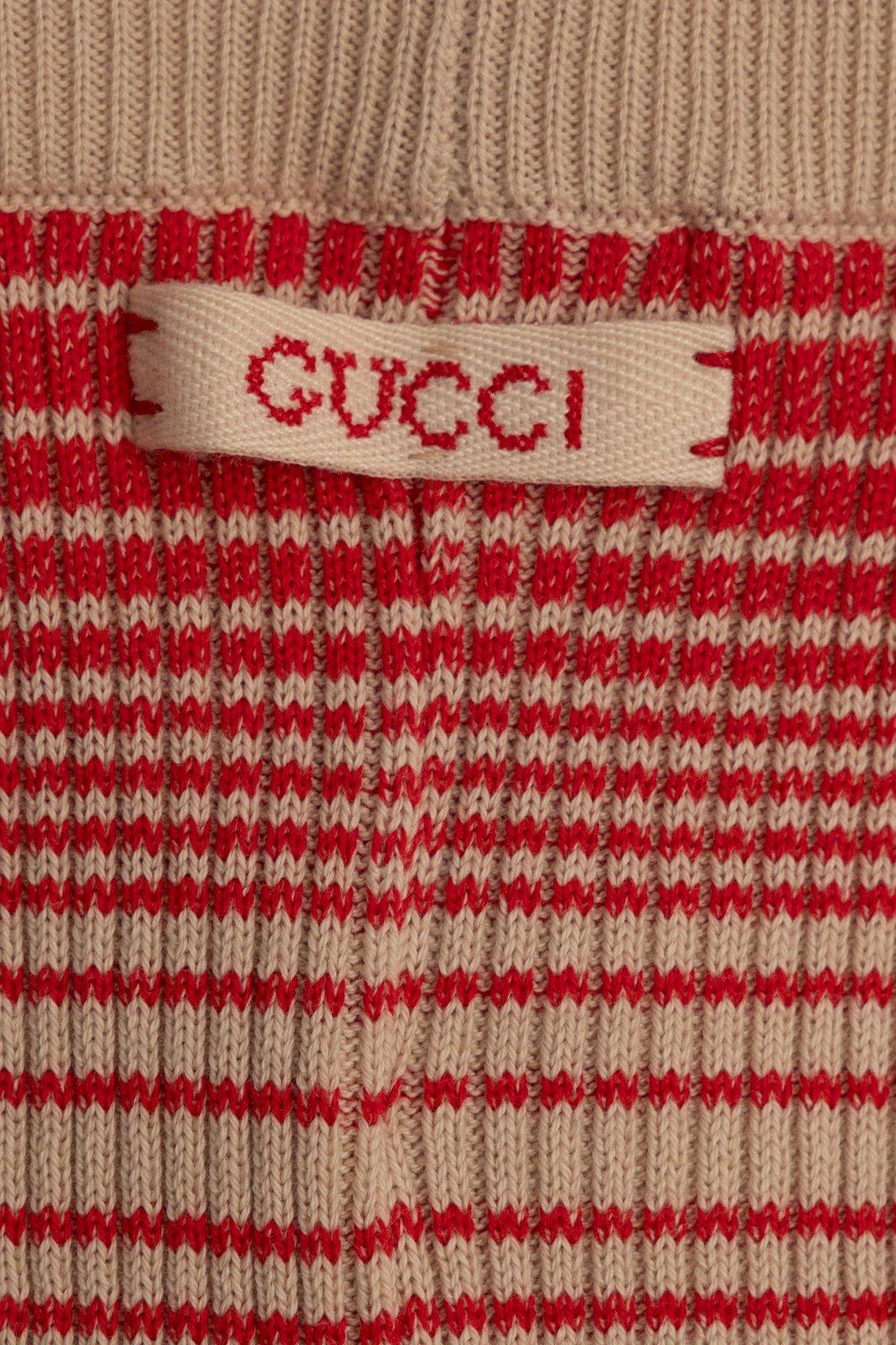 Shop Gucci Logo Patch Striped Shorts In Multicolour