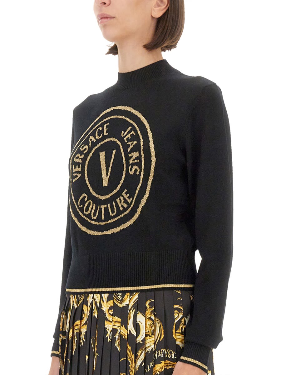 Shop Versace Jeans Couture V-emblem Jersey In Black