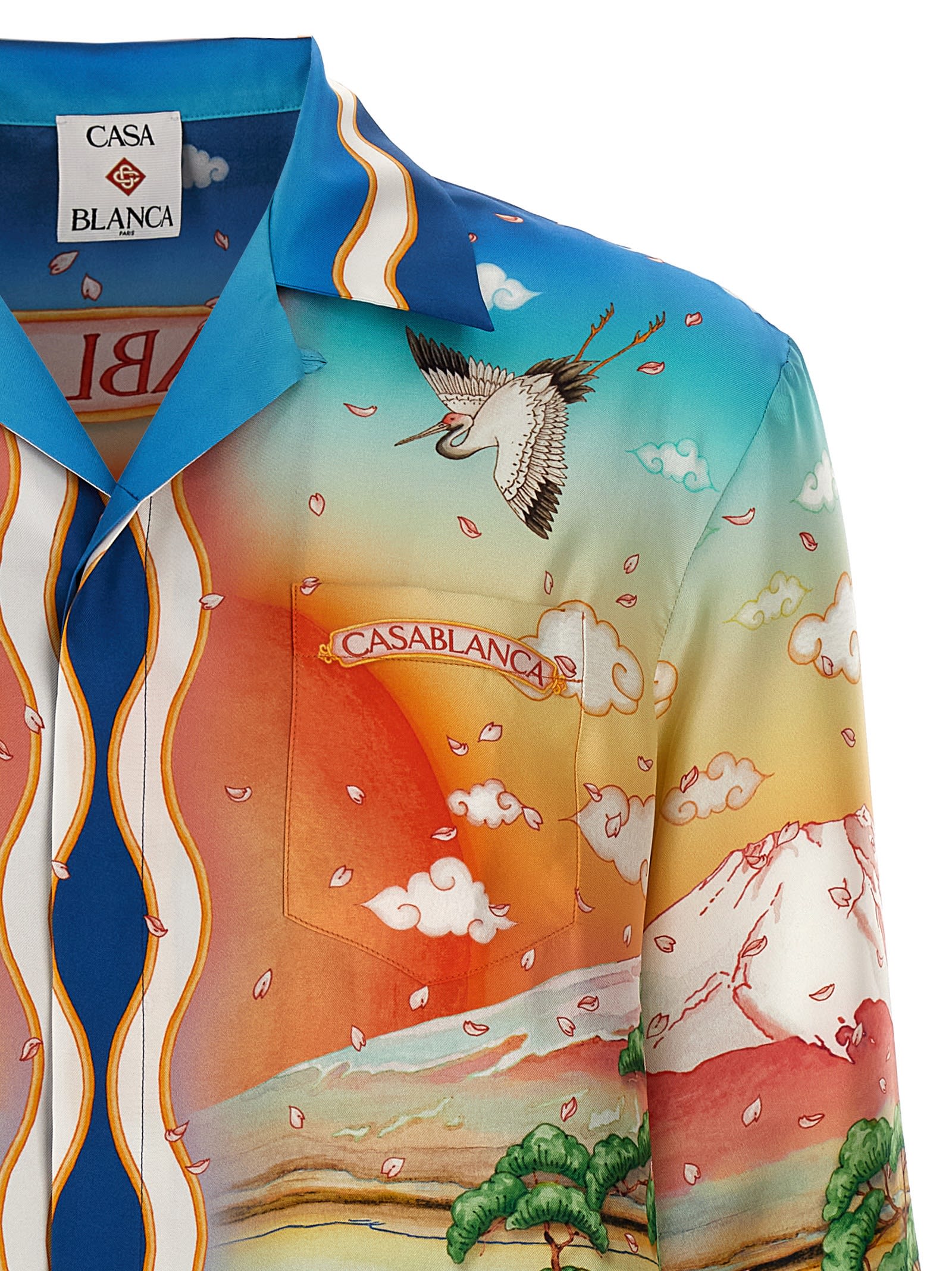 Casablanca Tennis Club Convertible-collar Printed Silk-twill Shirt In Multi
