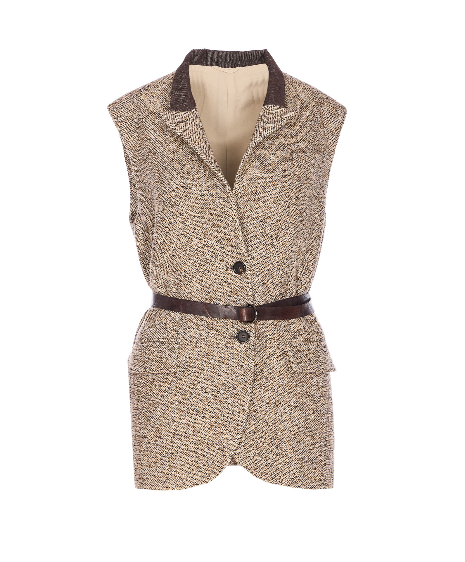 Brunello Cucinelli Monile Logo Vest In Brown