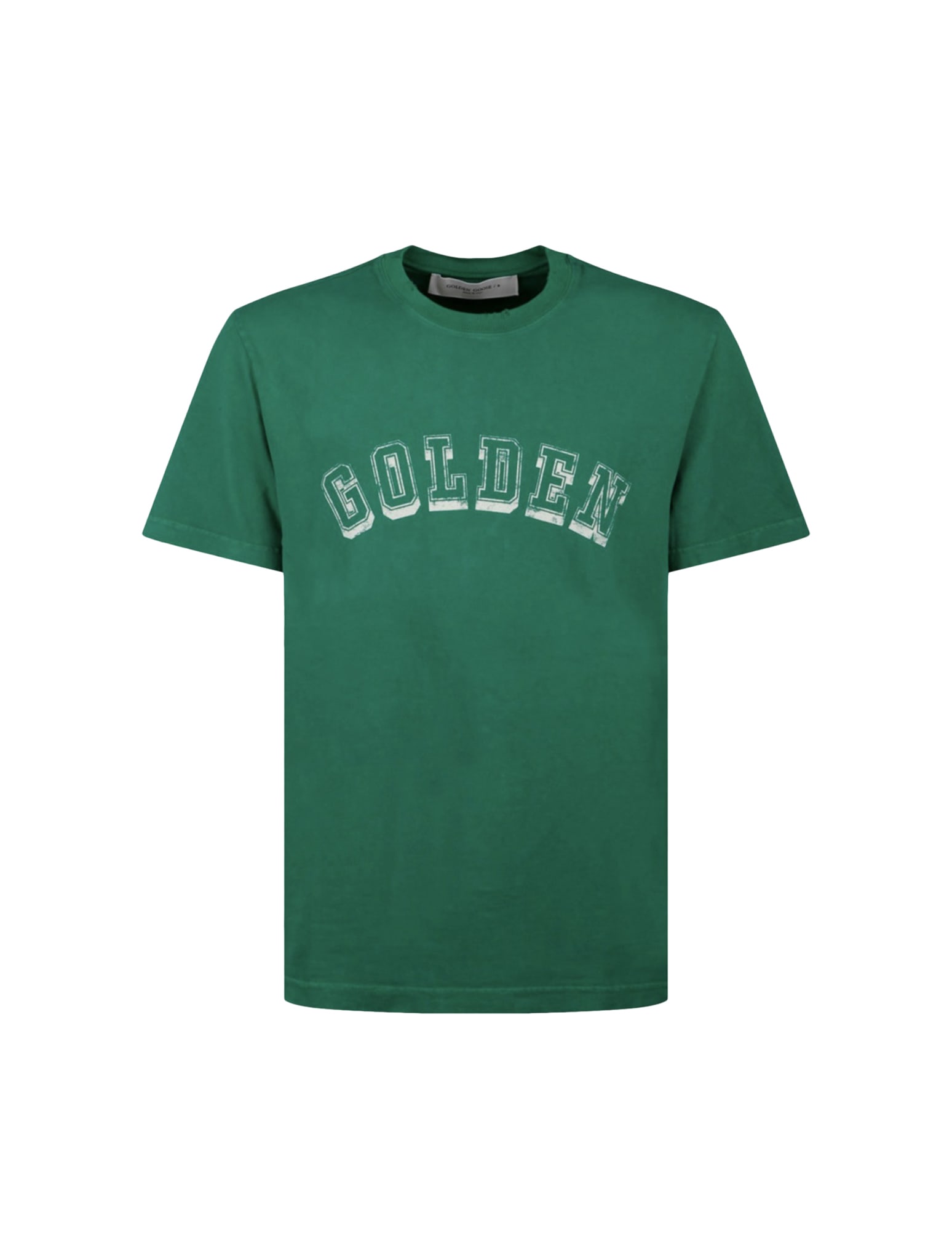 Shop Golden Goose Journey M`s T-shirt In Green Jacket Heritage White
