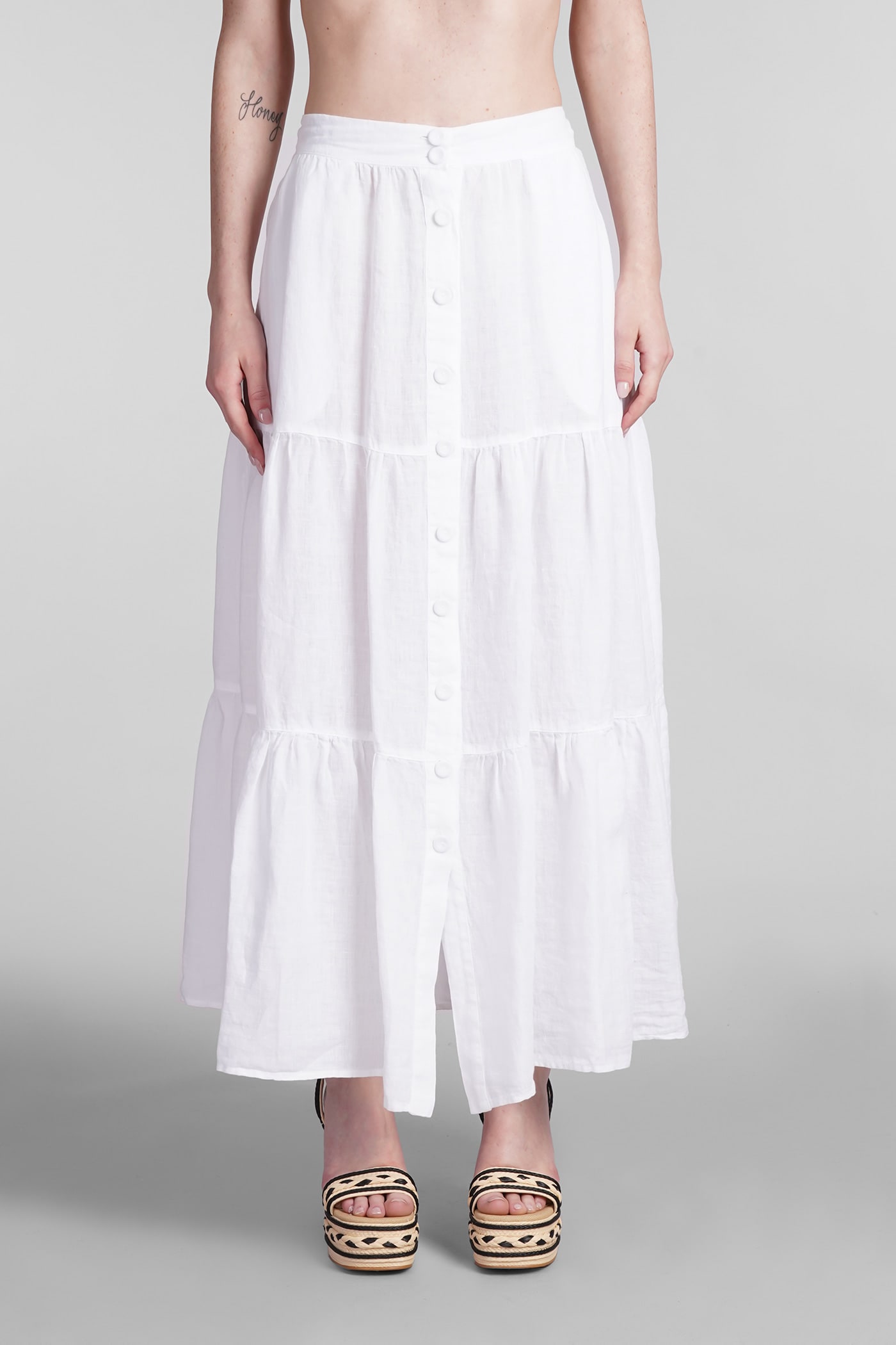 Shop 120% Lino Skirt In White Linen