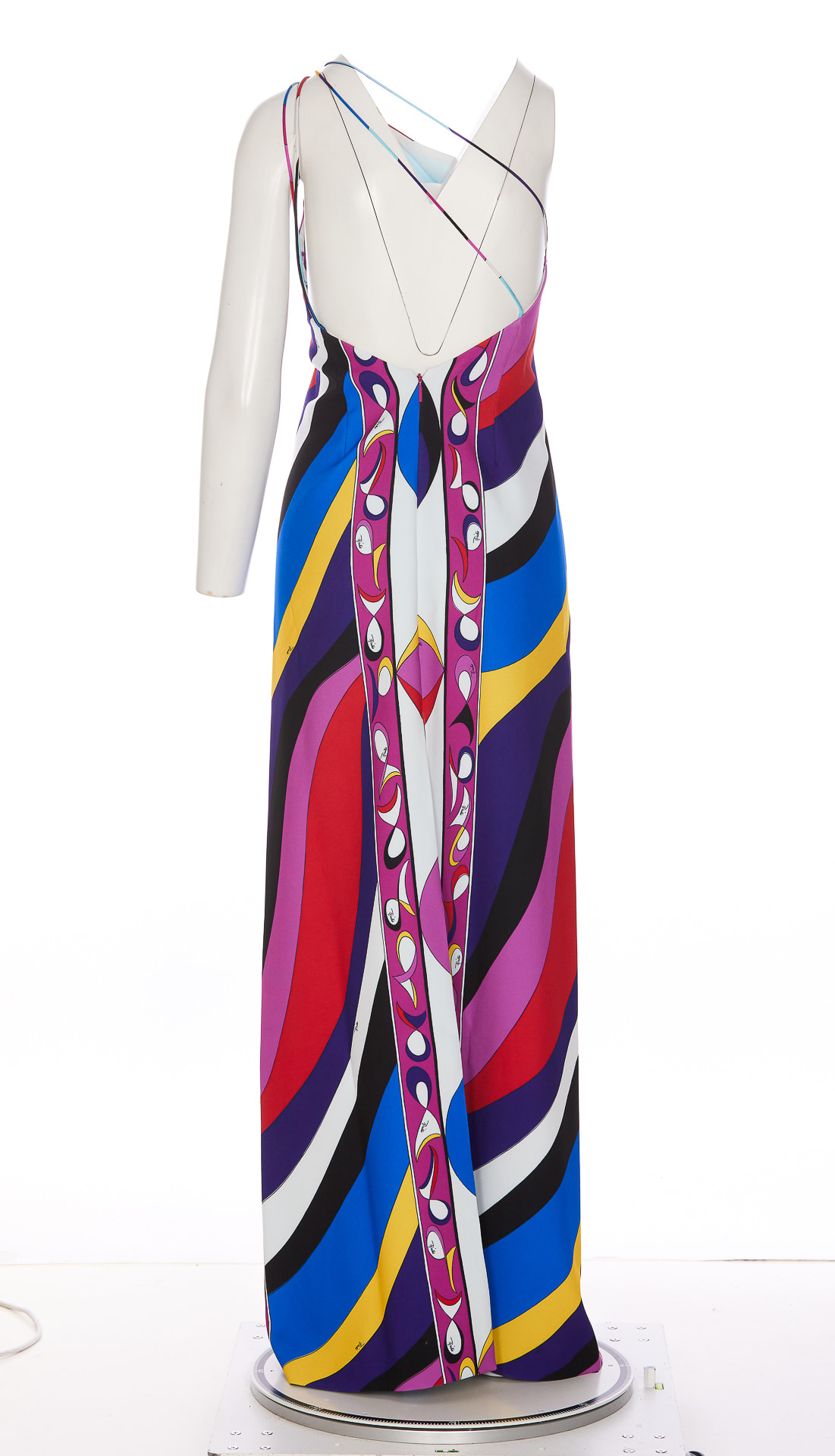 Shop Pucci Pesci Print One Shoulder Dress In Multicolour