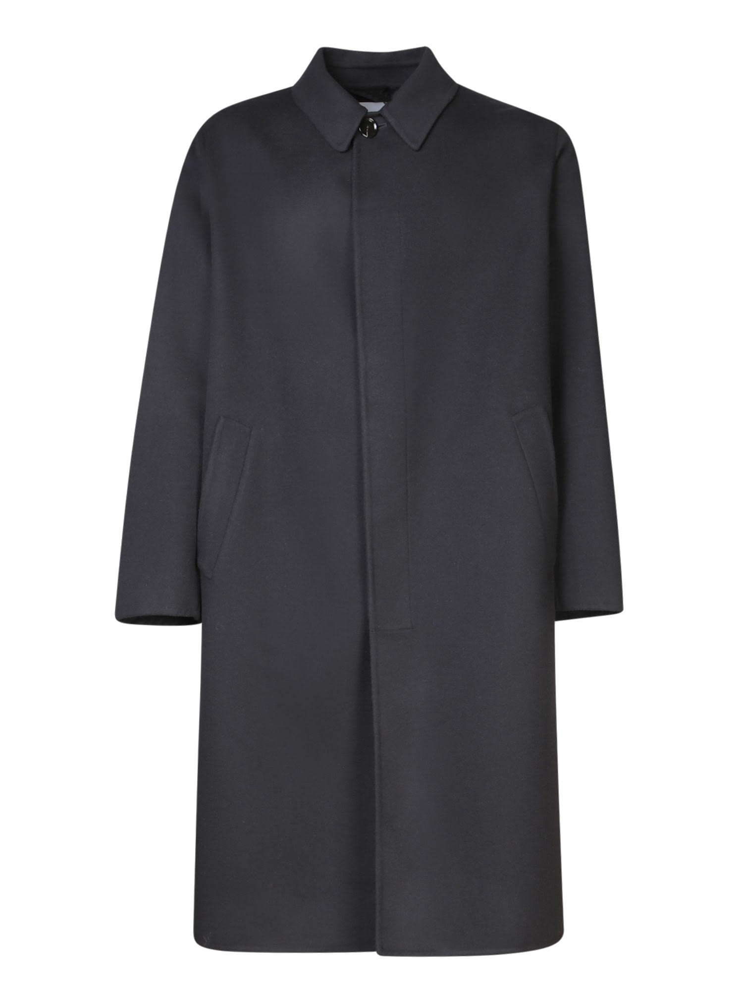 Shop Lardini Double Wool Black Coat