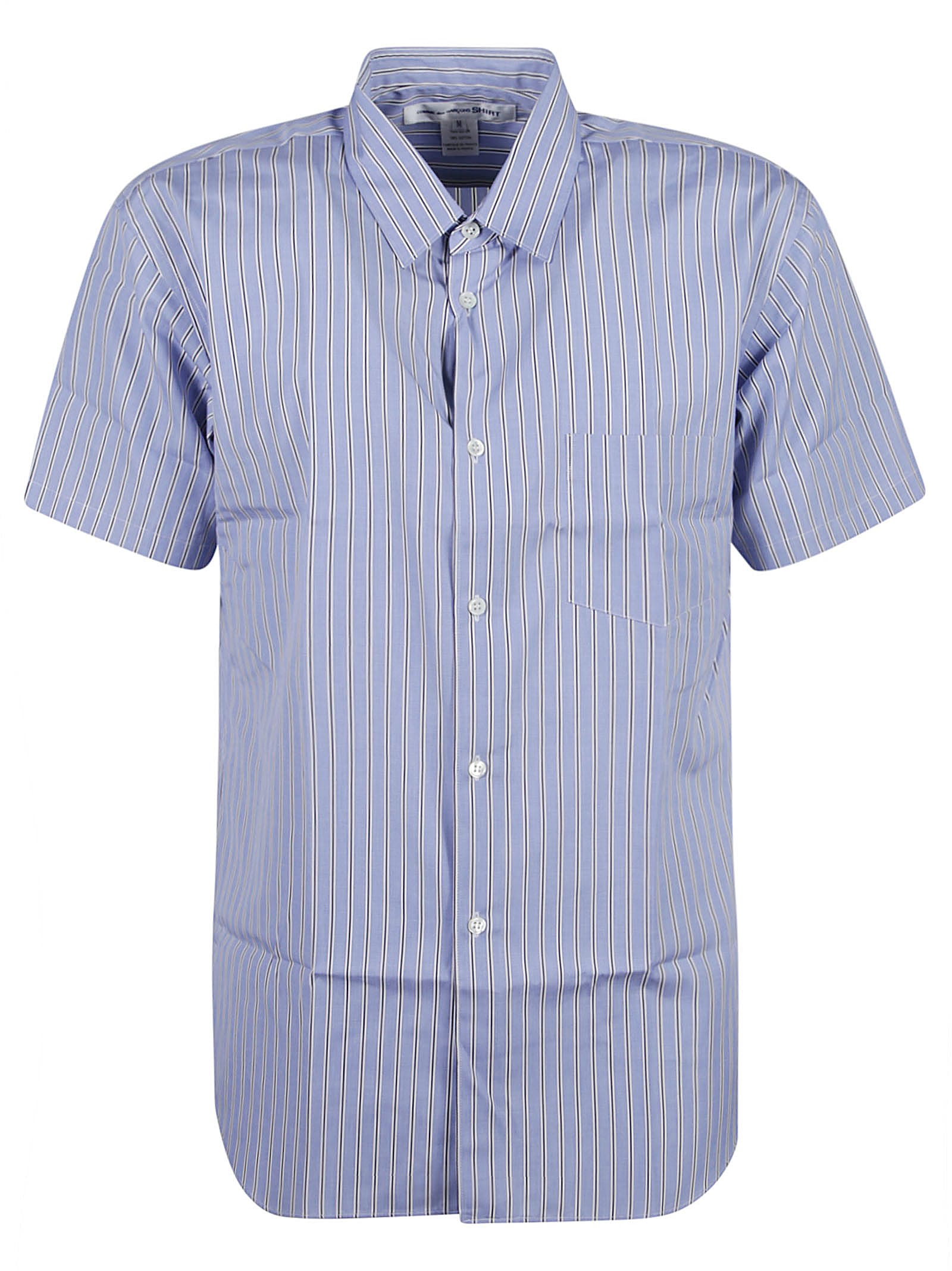 Shop Comme Des Garçons Stripe Short-sleeved Shirt In Azure