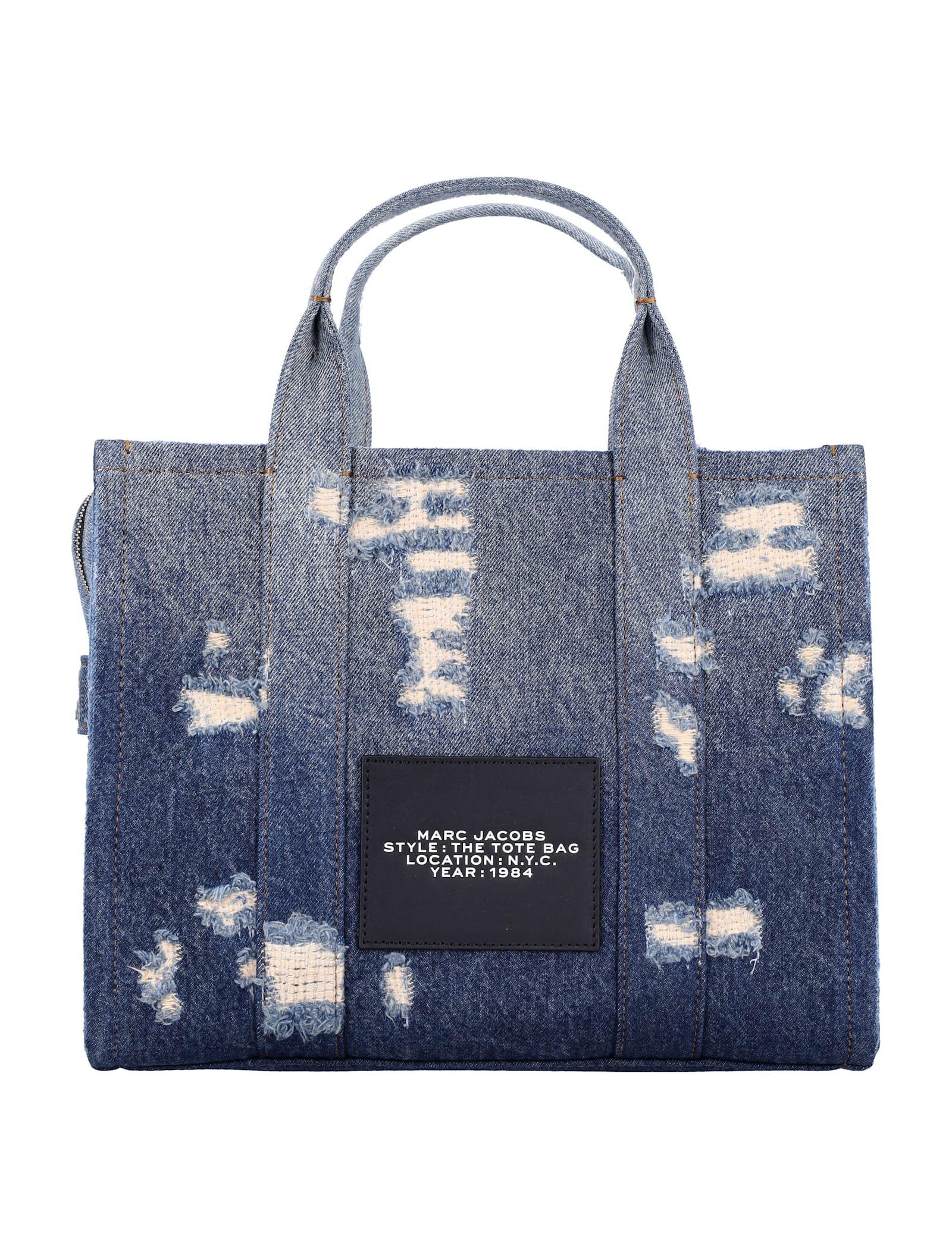 Shop Marc Jacobs The Rip And Repair Denim Medium Tote Bag In Punk Indigo