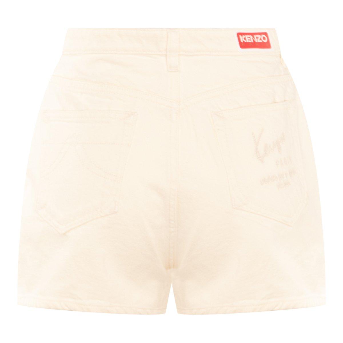 Shop Kenzo Logo Patch Bleached Shorts