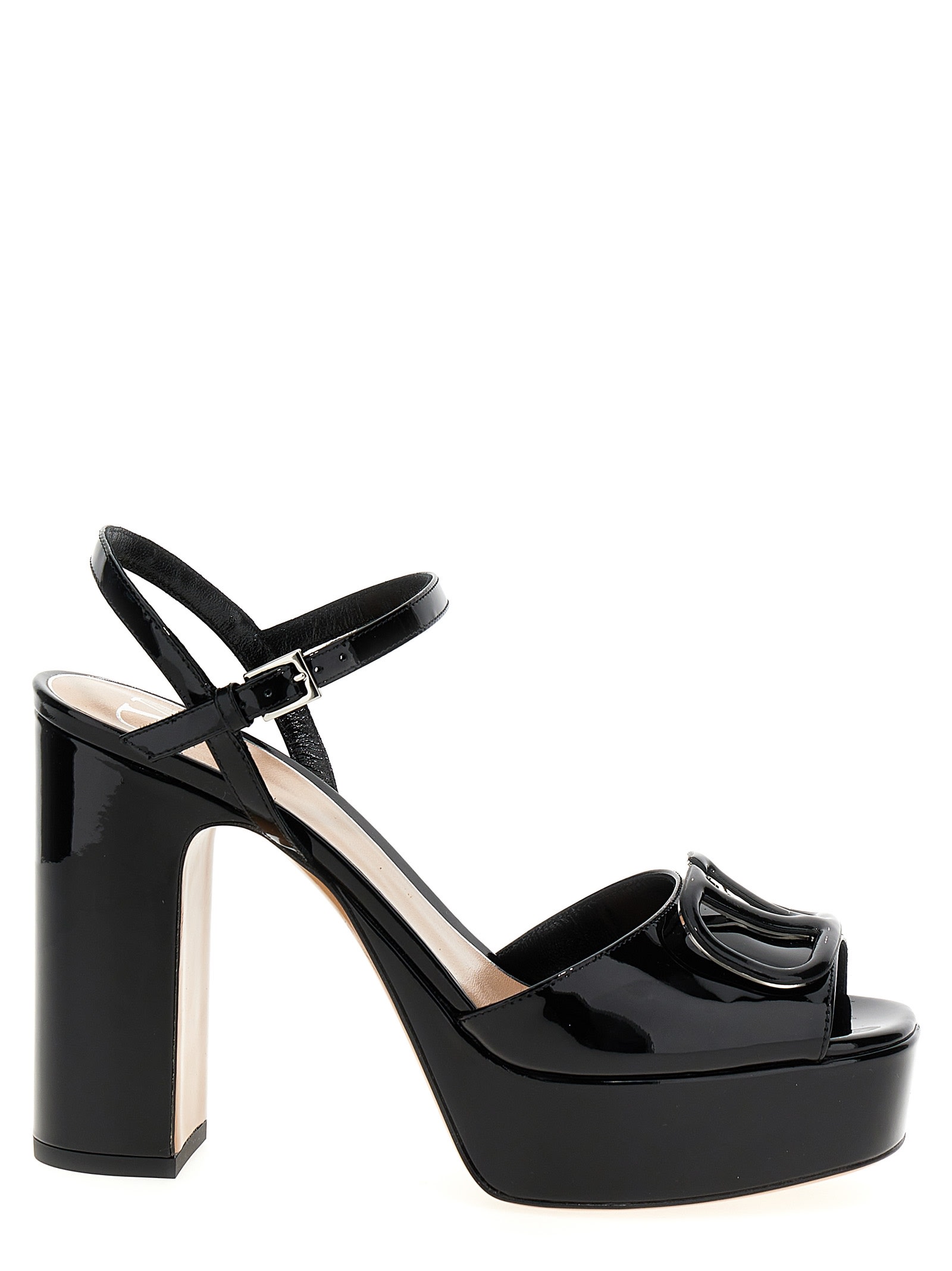 Shop Valentino Garavani Vlogo Sandals In Black