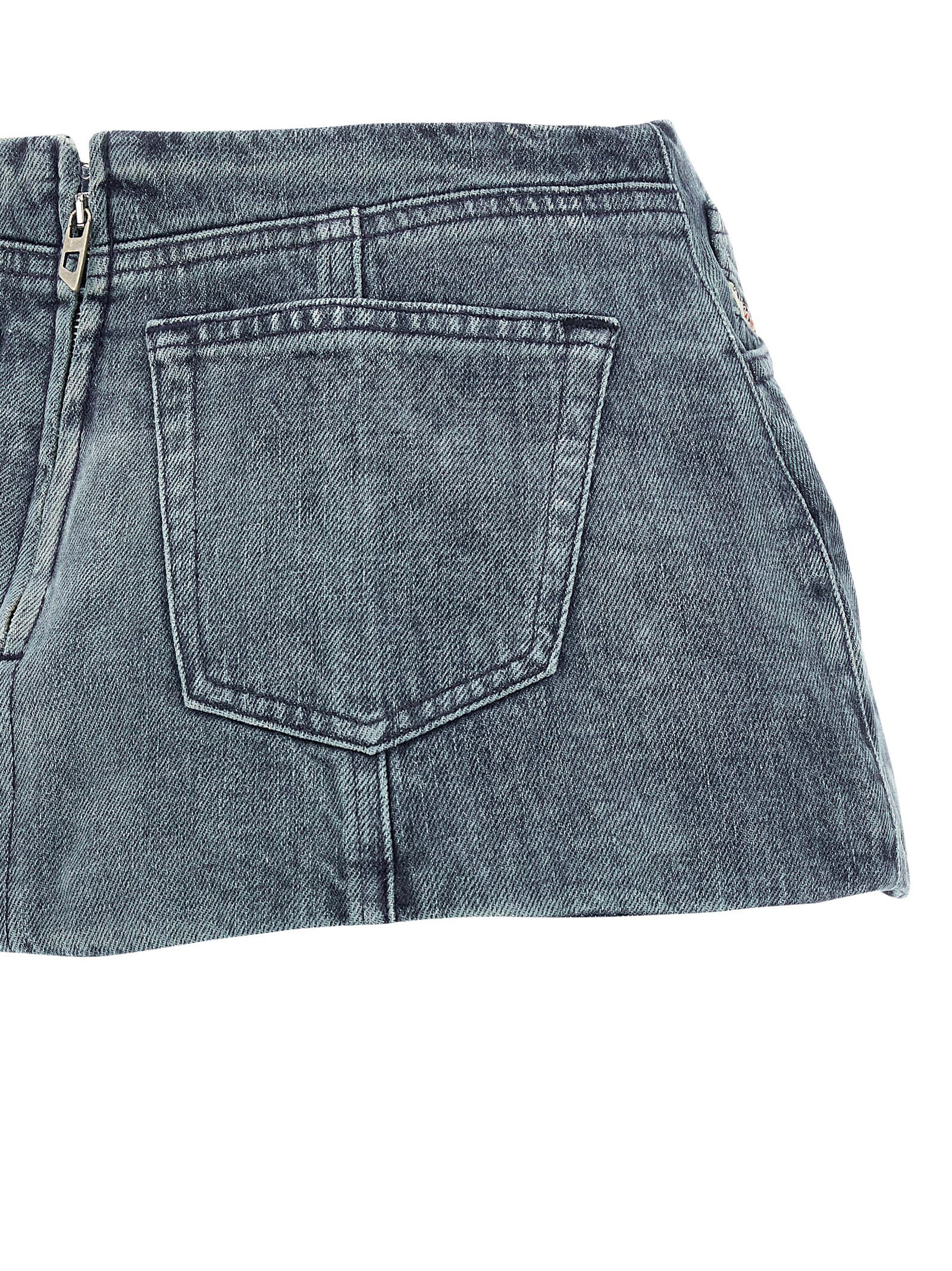 Diesel De-nora Denim Mini Skirt In Blue
