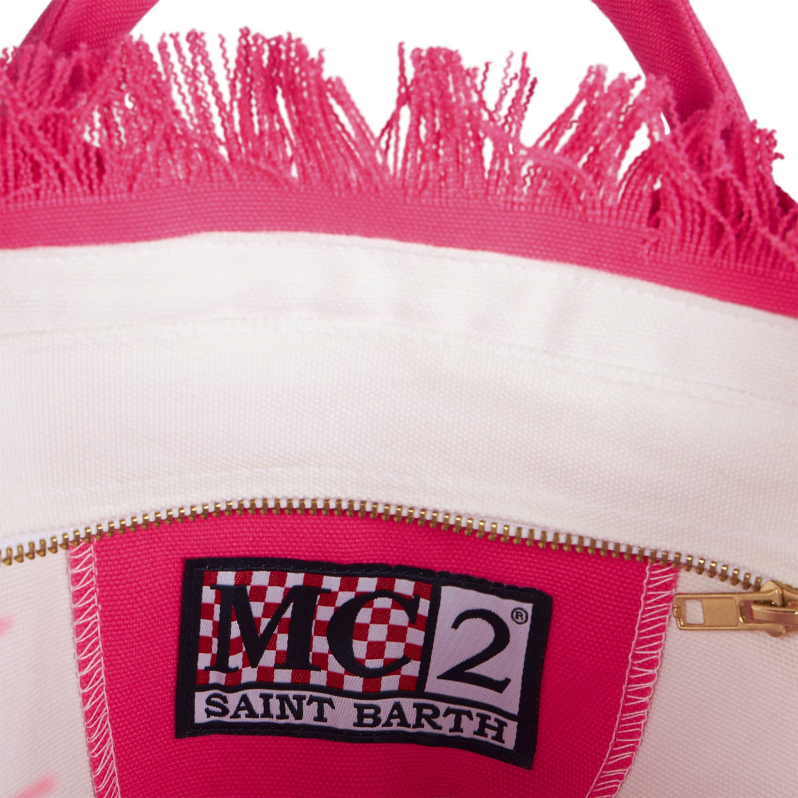 Shop Mc2 Saint Barth Colette Fluo Pink Cotton Canvas Bag
