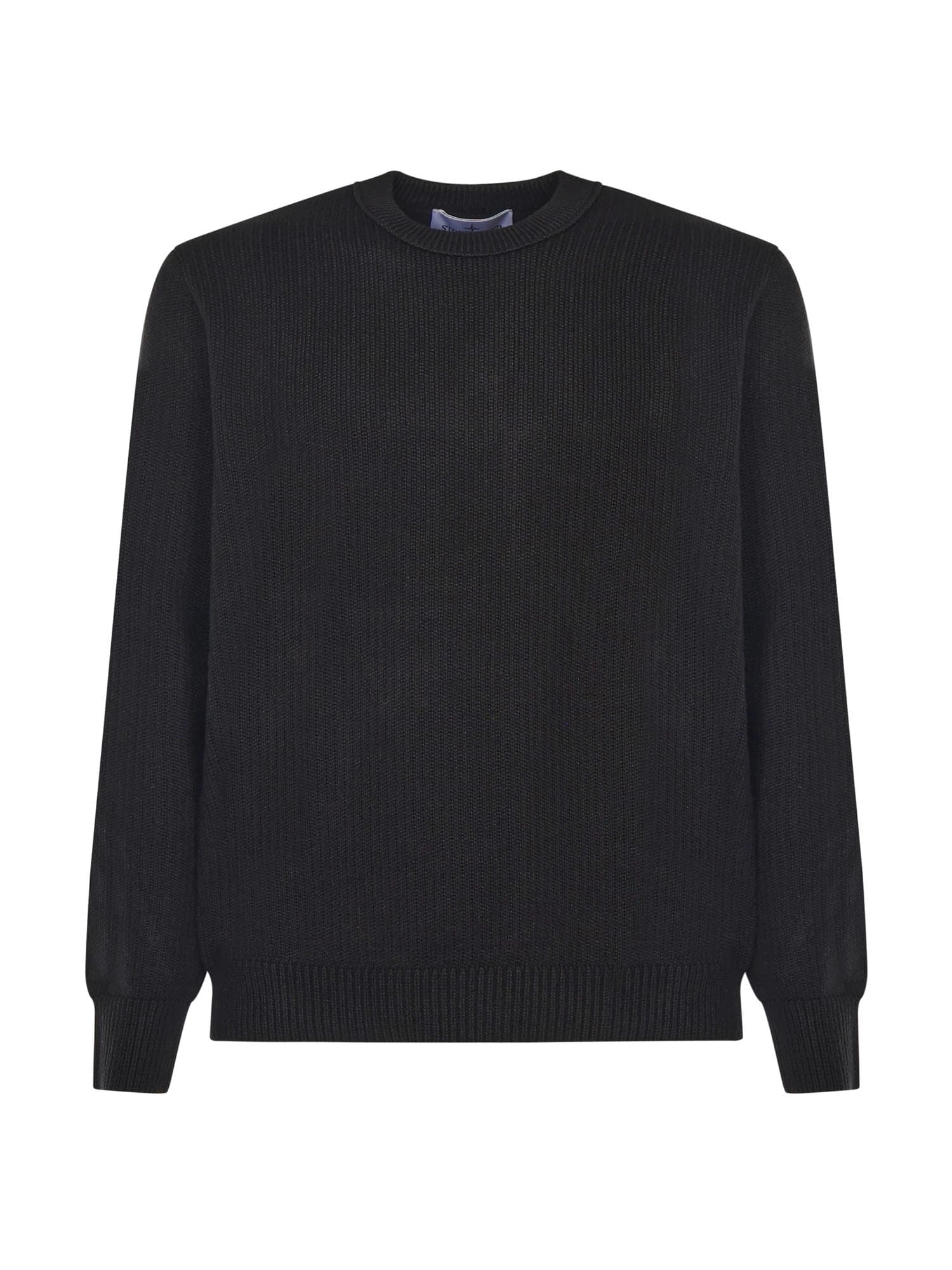 Stone Island Sweater With Ribbed Edges In Black
