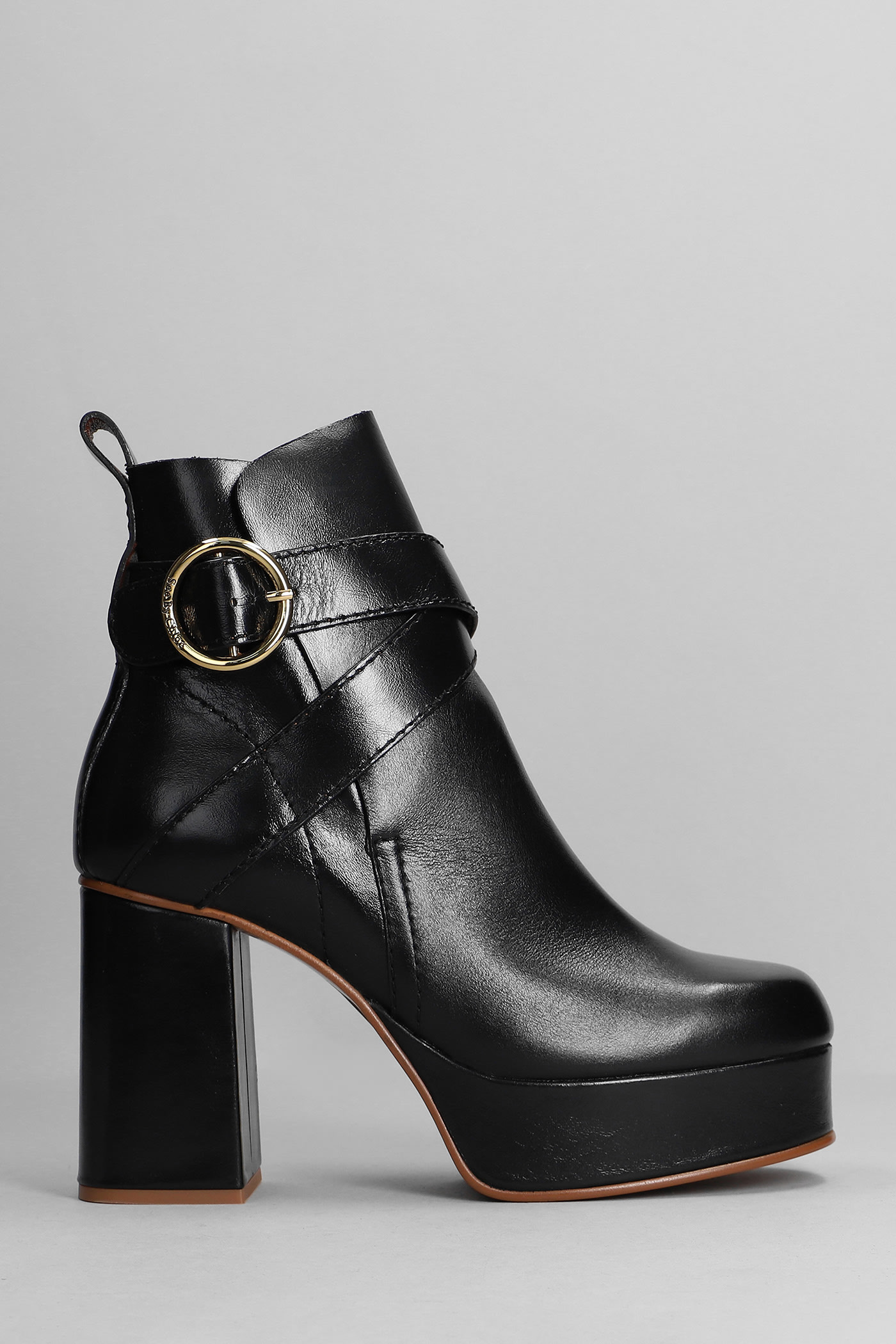 See by Chloé Lyna High Heels Ankle Boots In Black Leather