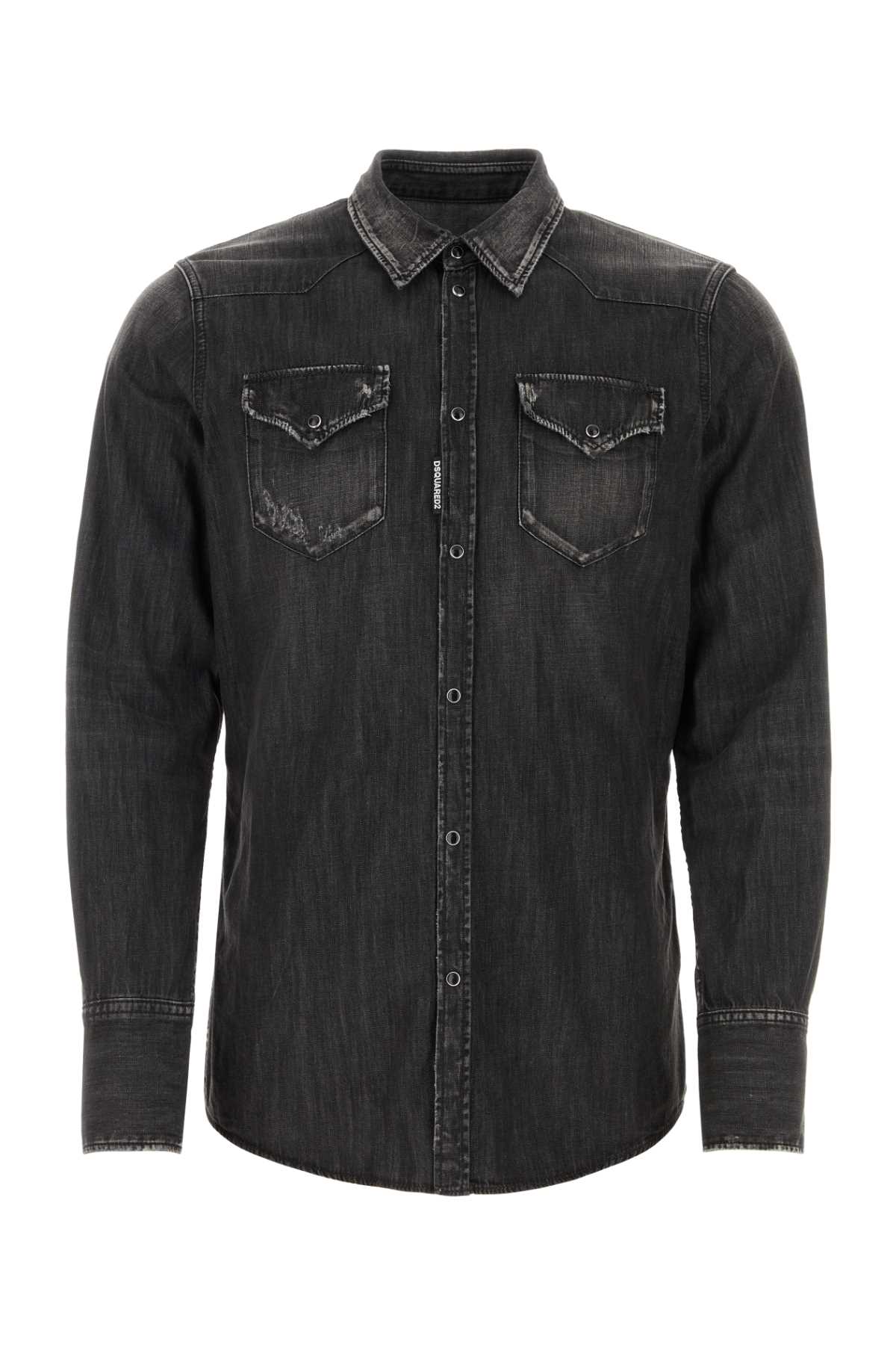 Shop Dsquared2 Black Denim Western Shirt