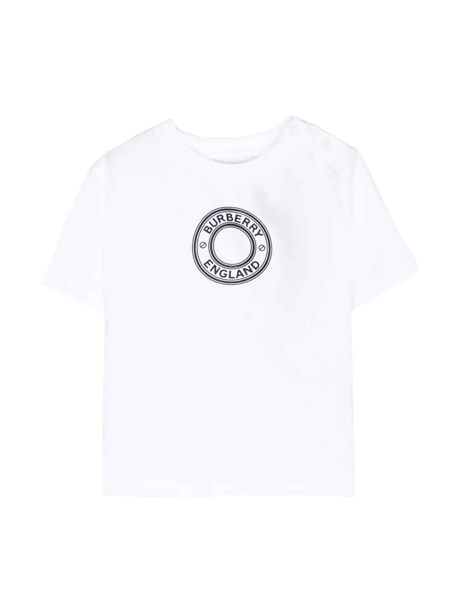 Shop Burberry White T-shirt Baby Unisex In Bianco