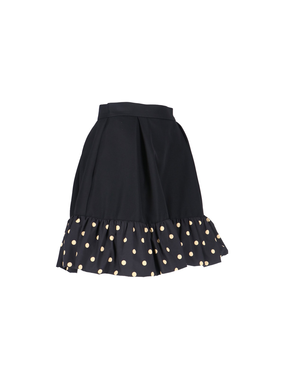 Moschino High Waist Polka Dot Skirt With Ruffled Hem In Black