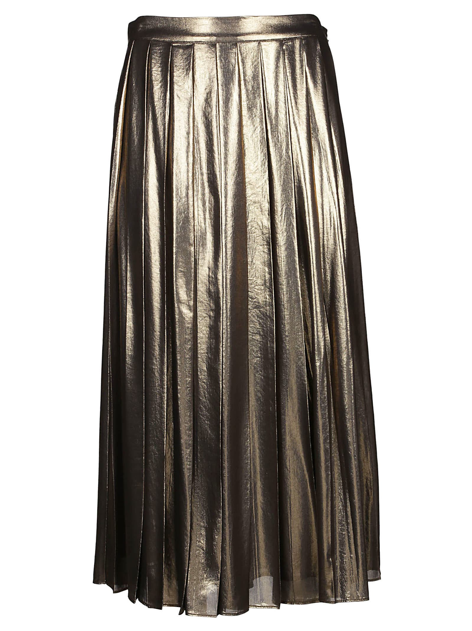 Michael Kors Michael Kors Pleated Midi Skirt - Black/gold - 10875812 ...