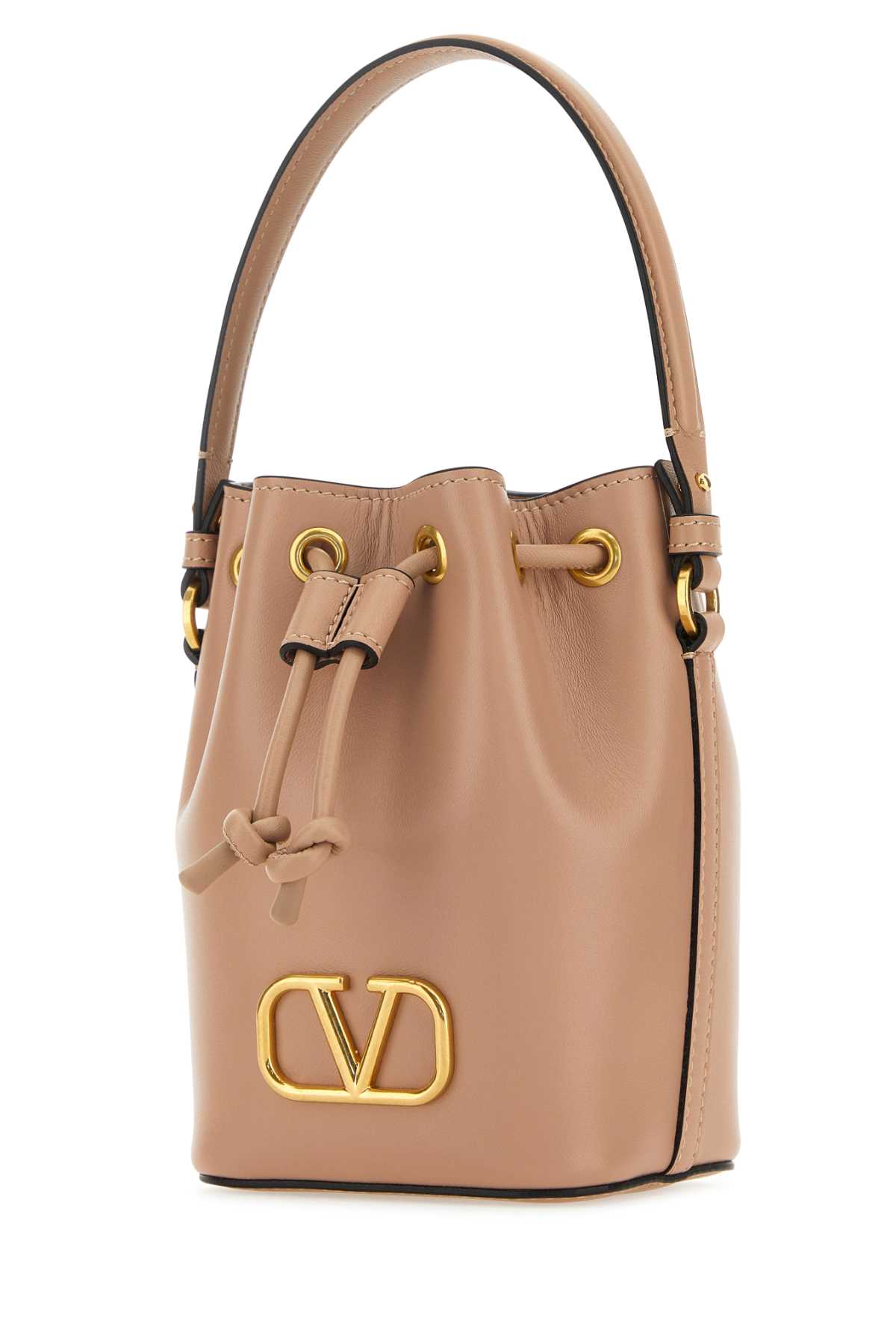 VALENTINO GARAVANI POWDER PINK NAPPA LEATHER VLOGO SIGNATURE BUCKET BAG 