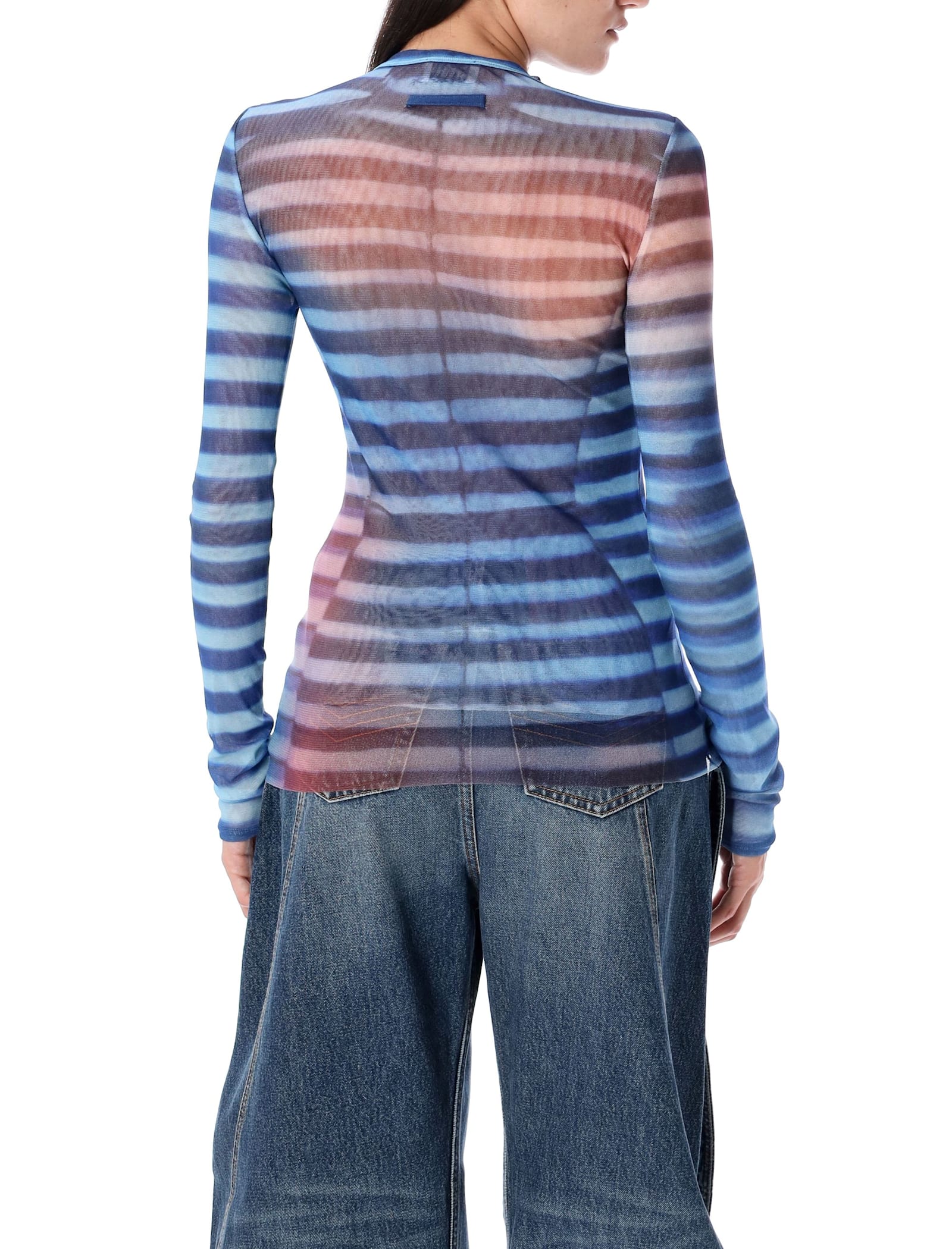 Jean Paul Gaultier Light Blue Crewneck Top In Multi