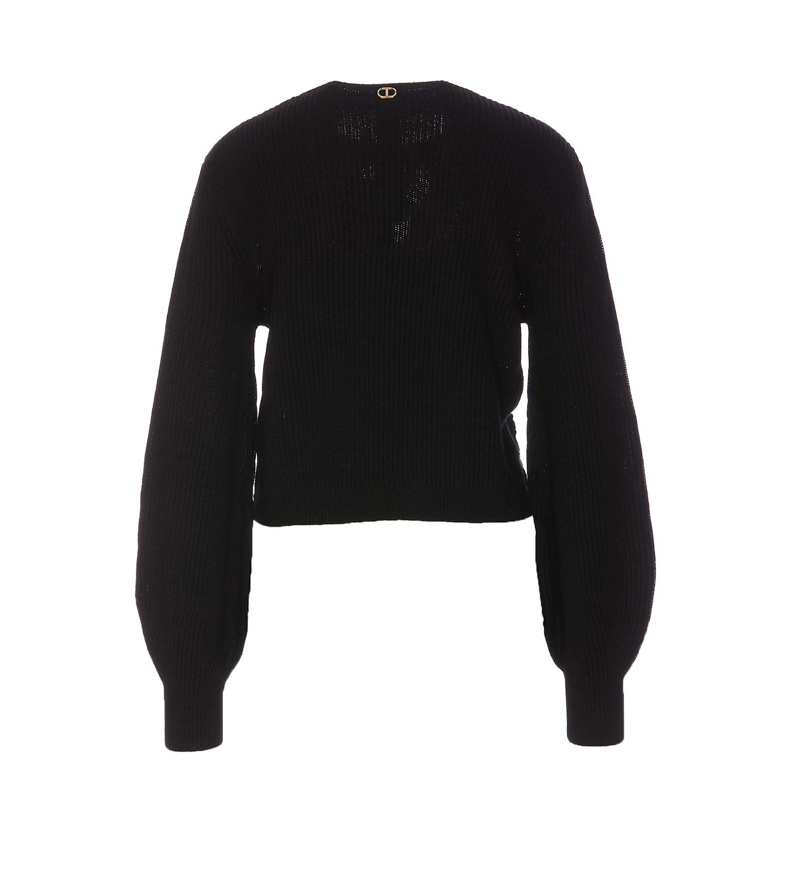 Shop Twinset Knit Mix Wool Sweater In Black