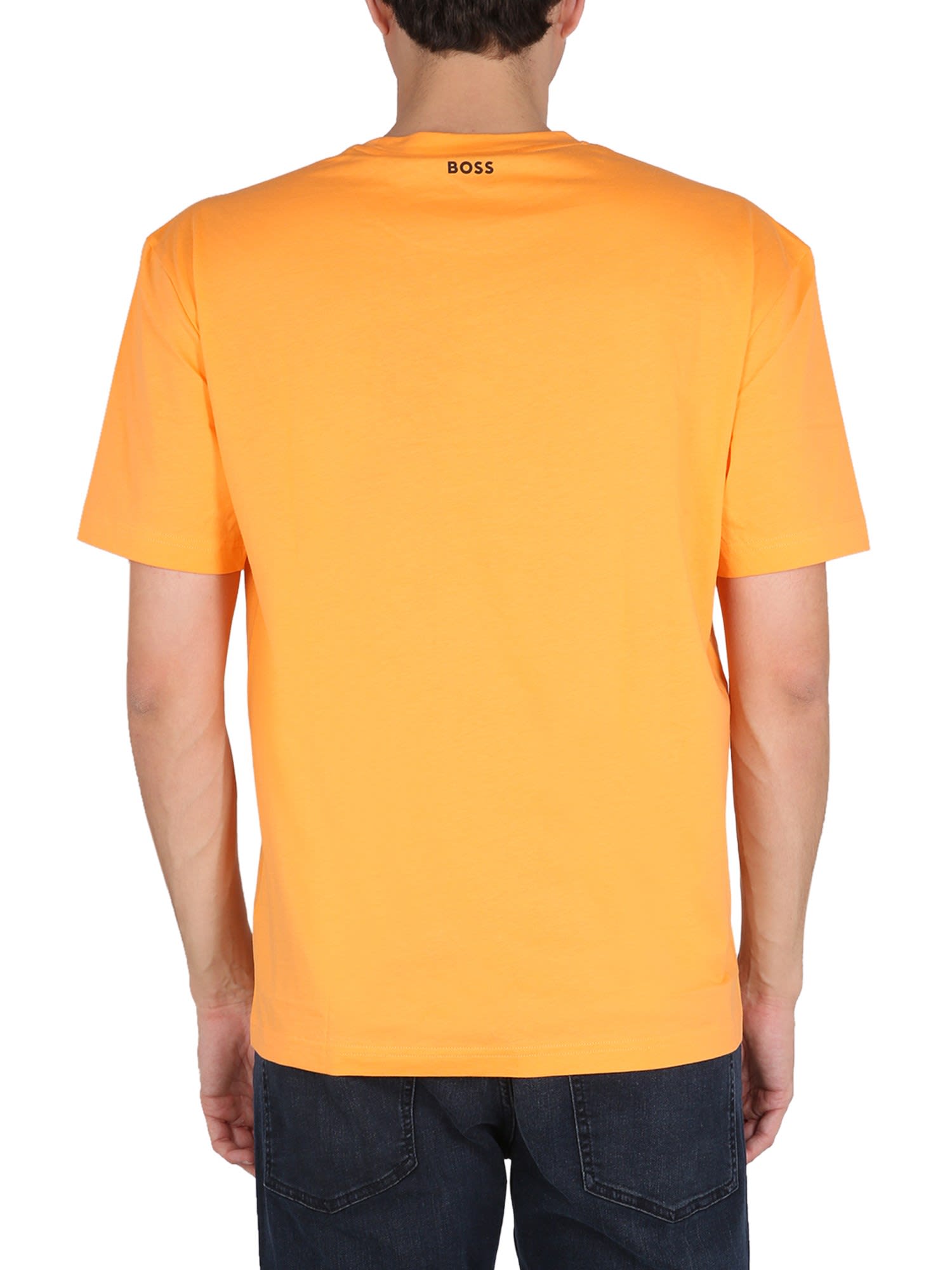 T-shirt Orange | Boss Hugo Print Logo ModeSens In