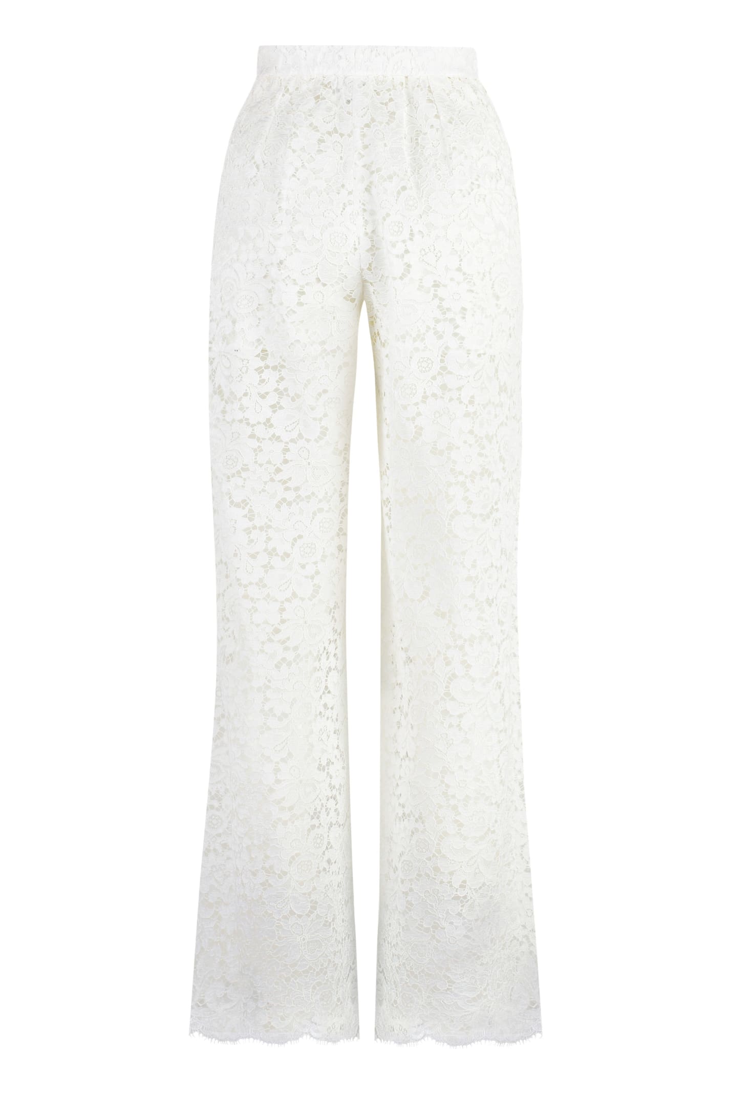 Shop Dolce & Gabbana Lace Trousers In White