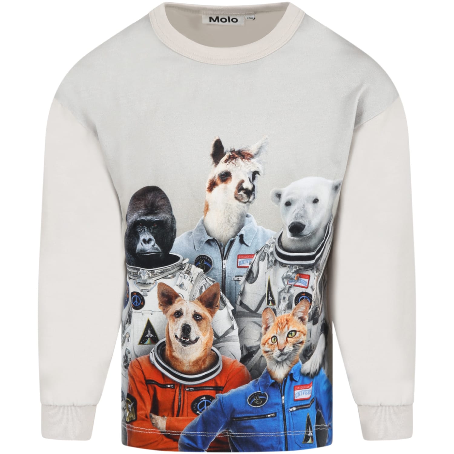 Molo Ivory T-shirt For Boy With Astronaut Animals