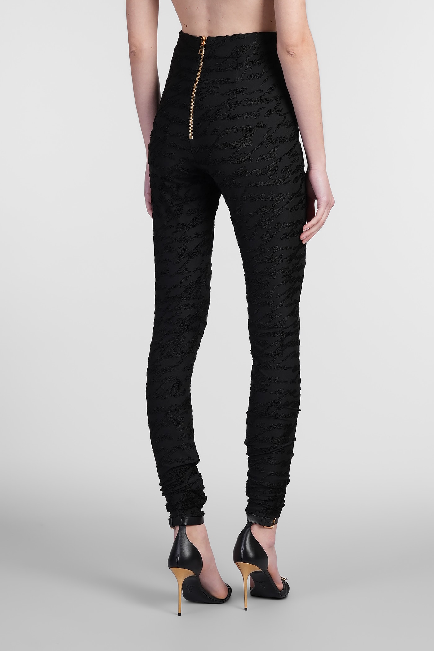 Shop Balmain Leggings In Black Viscose