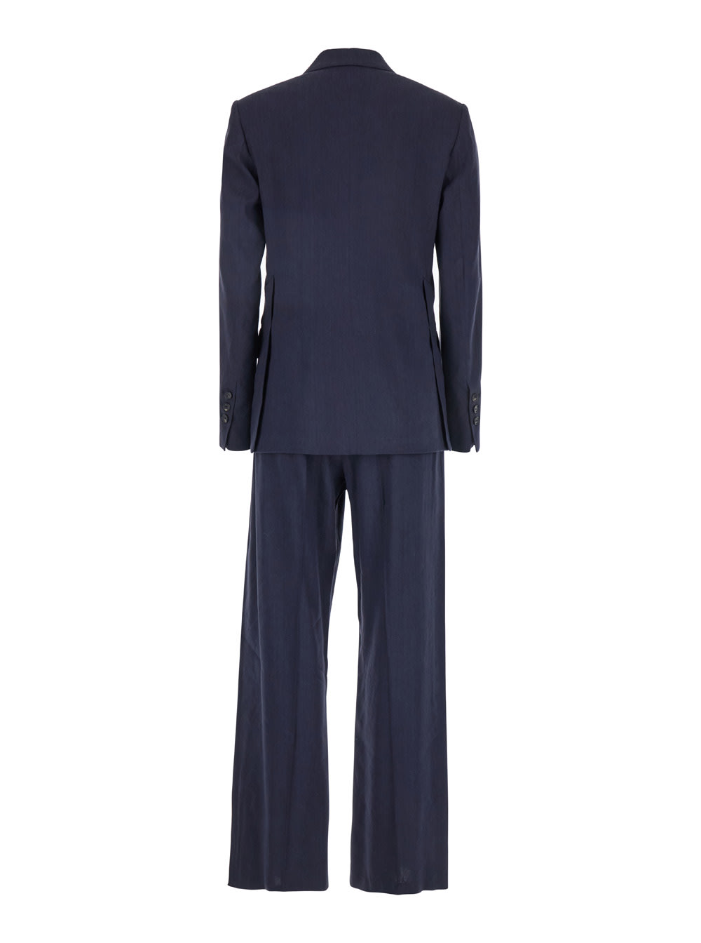 Tela Blue Double-breasted Suit With Notched Revers In Linen And Viscose Stretch Blend Woman In Blu