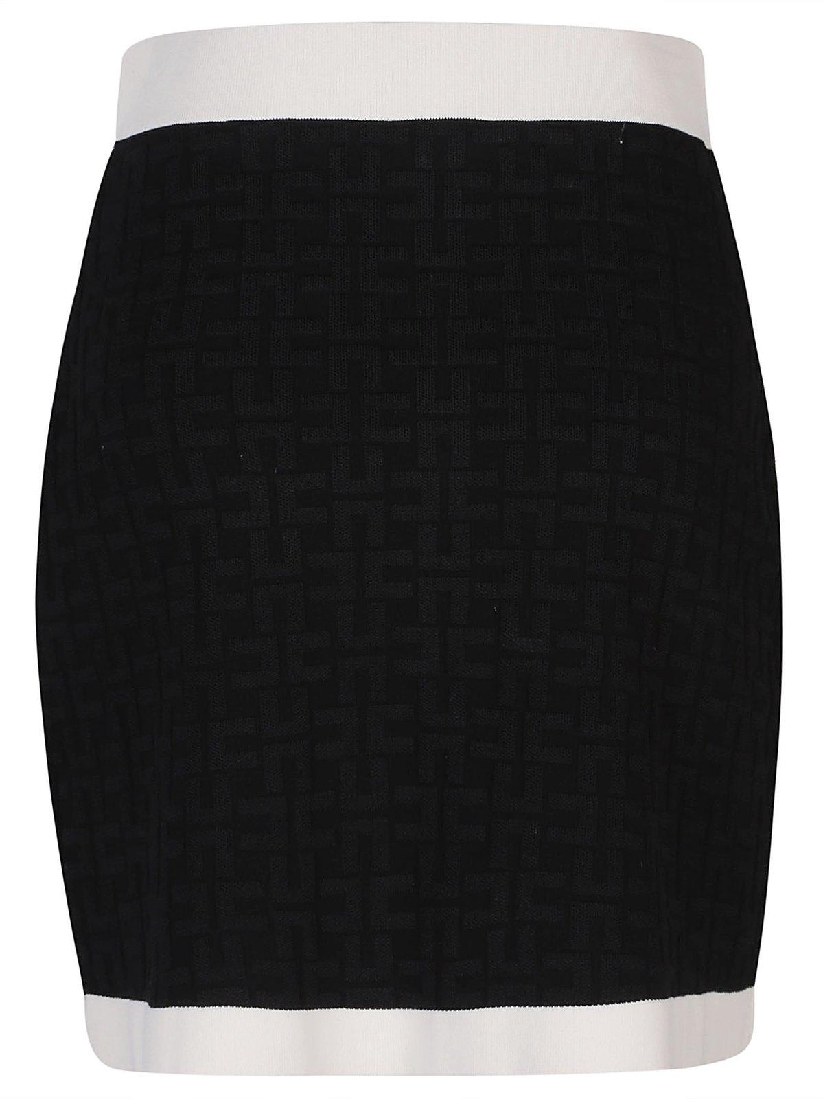 Shop Elisabetta Franchi Bi-color Mini Skirt In Black