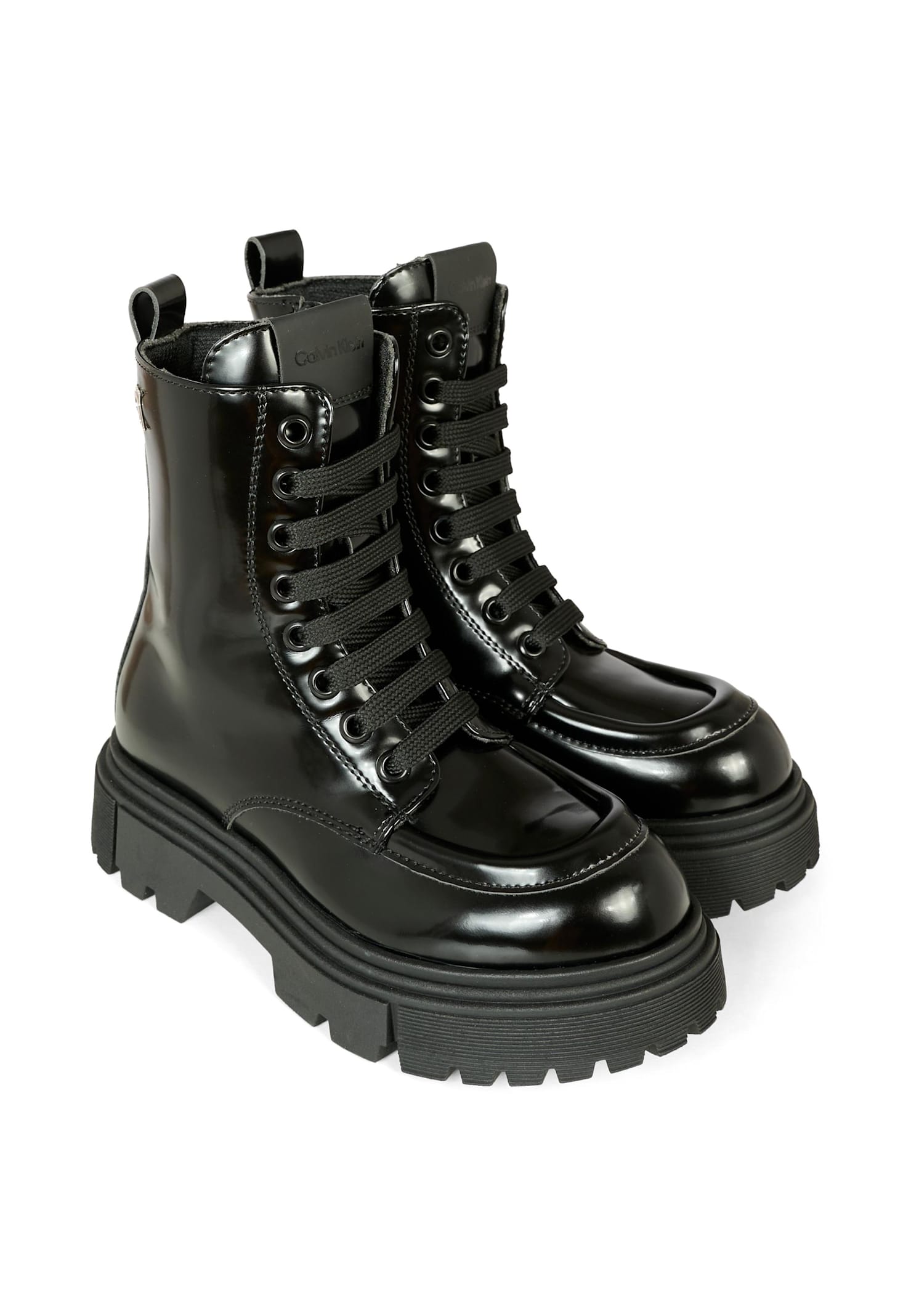 Calvin Klein Black Boots For Kids With Logo In Multi