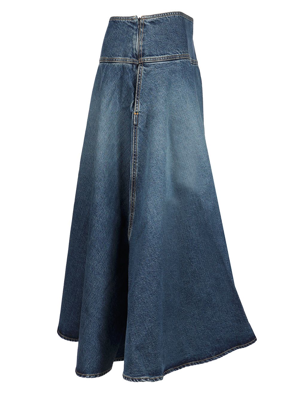 Shop Alaïa Asymmetric Full Skirt In Blue