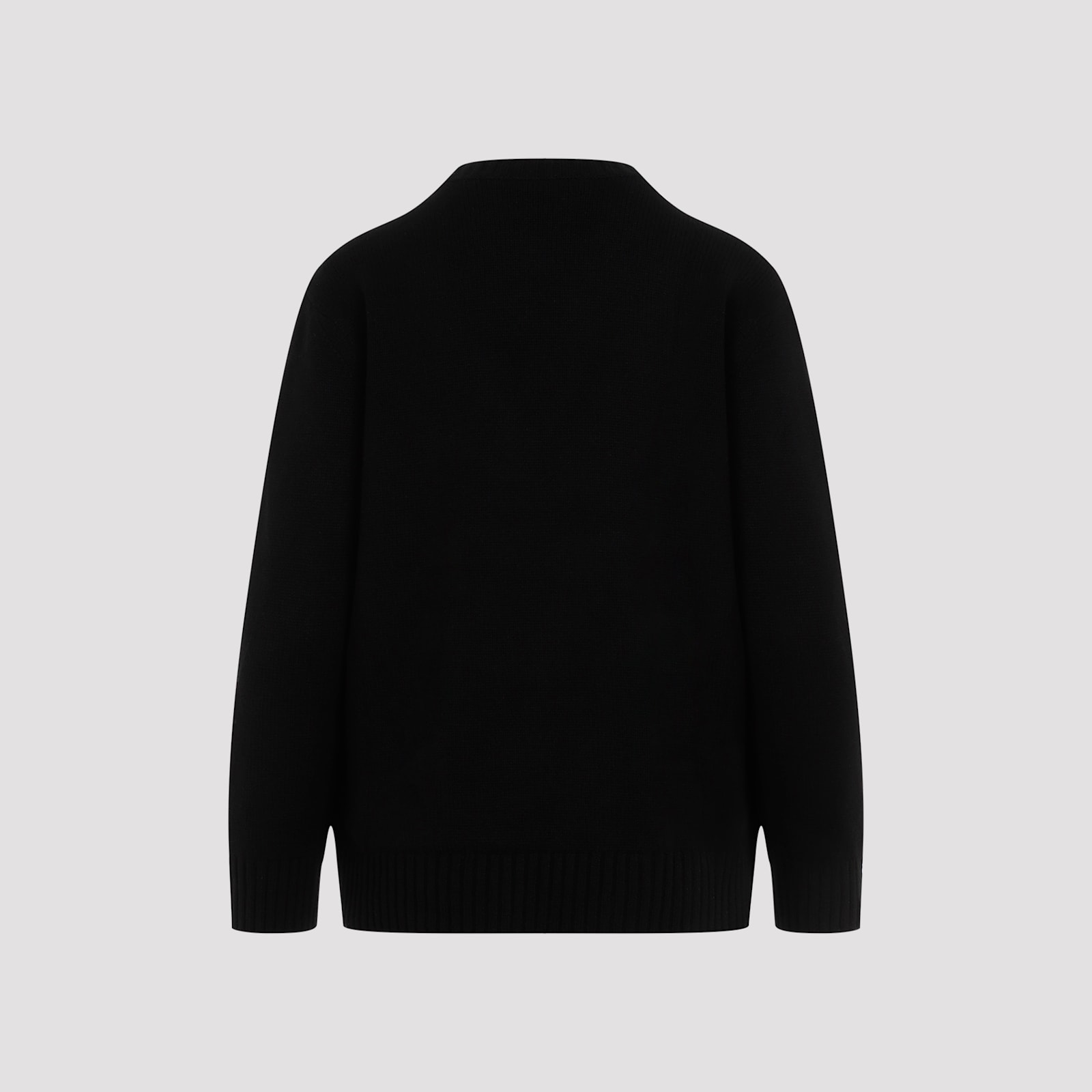 Ralph Lauren Bear Motif Cashmere Pullover With Front Design In Black