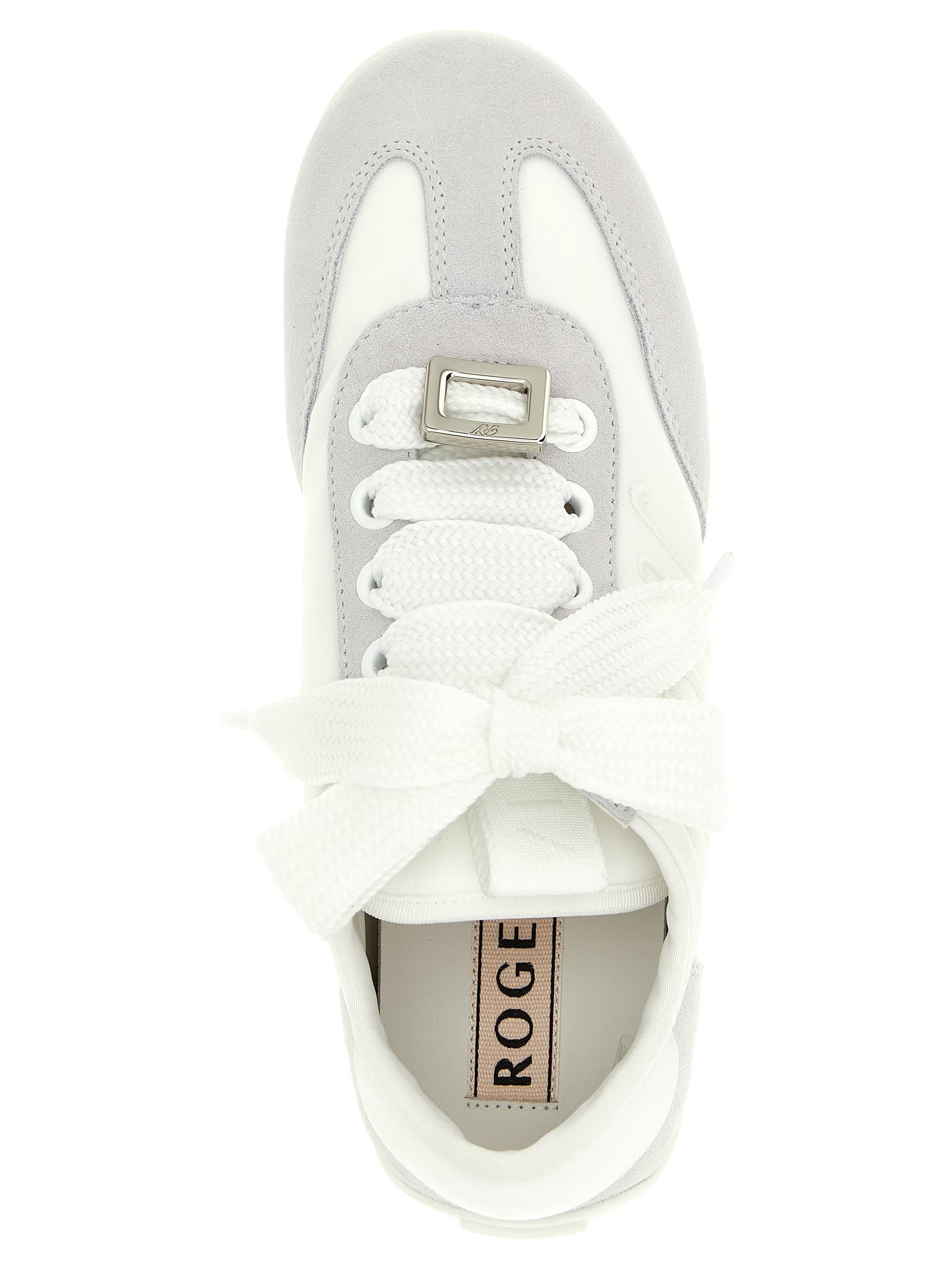 Roger Vivier Viv Suede-trimmed Canvas Sneakers In White