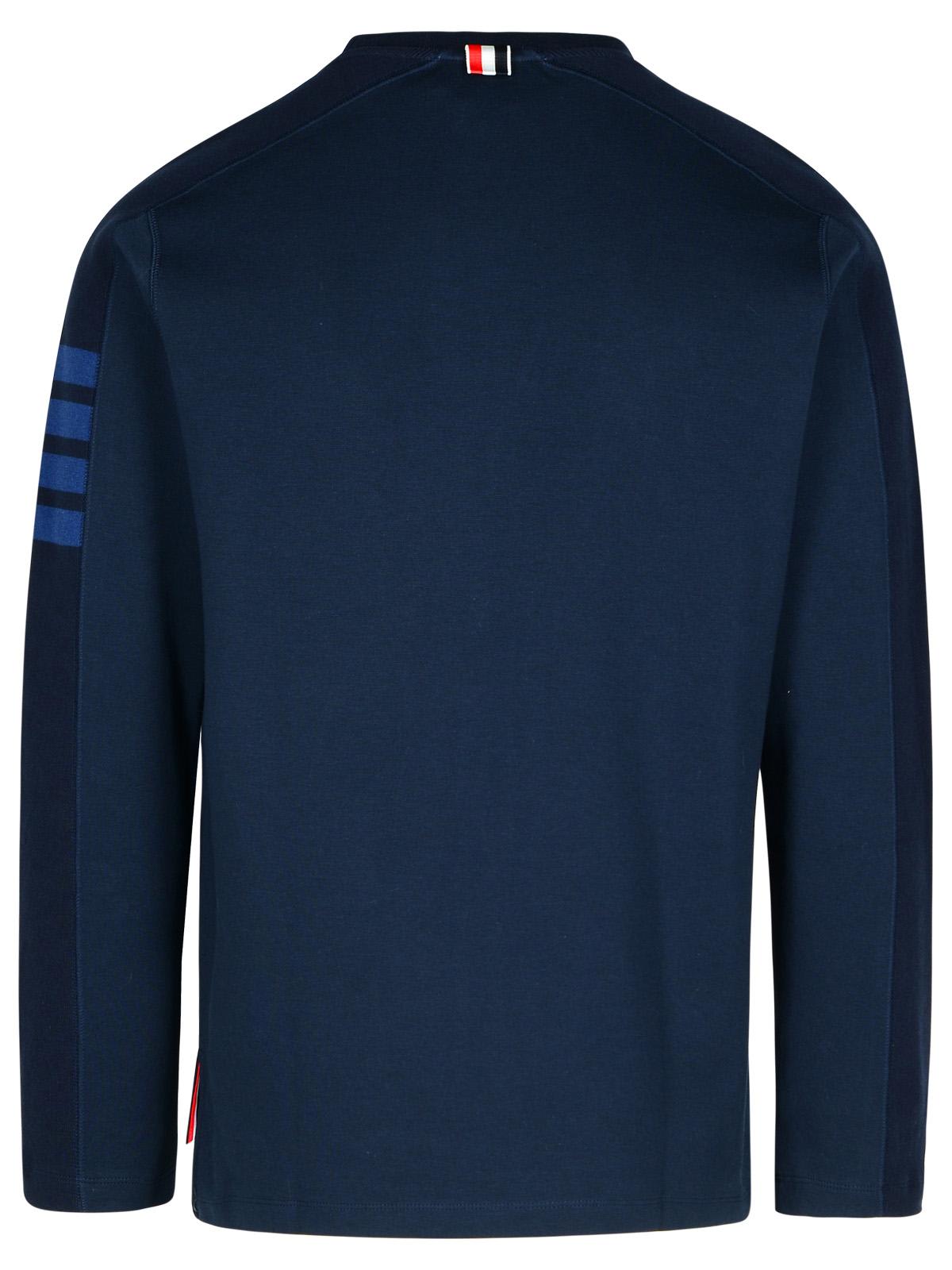 Shop Thom Browne Blue Cotton T-shirt In Navy